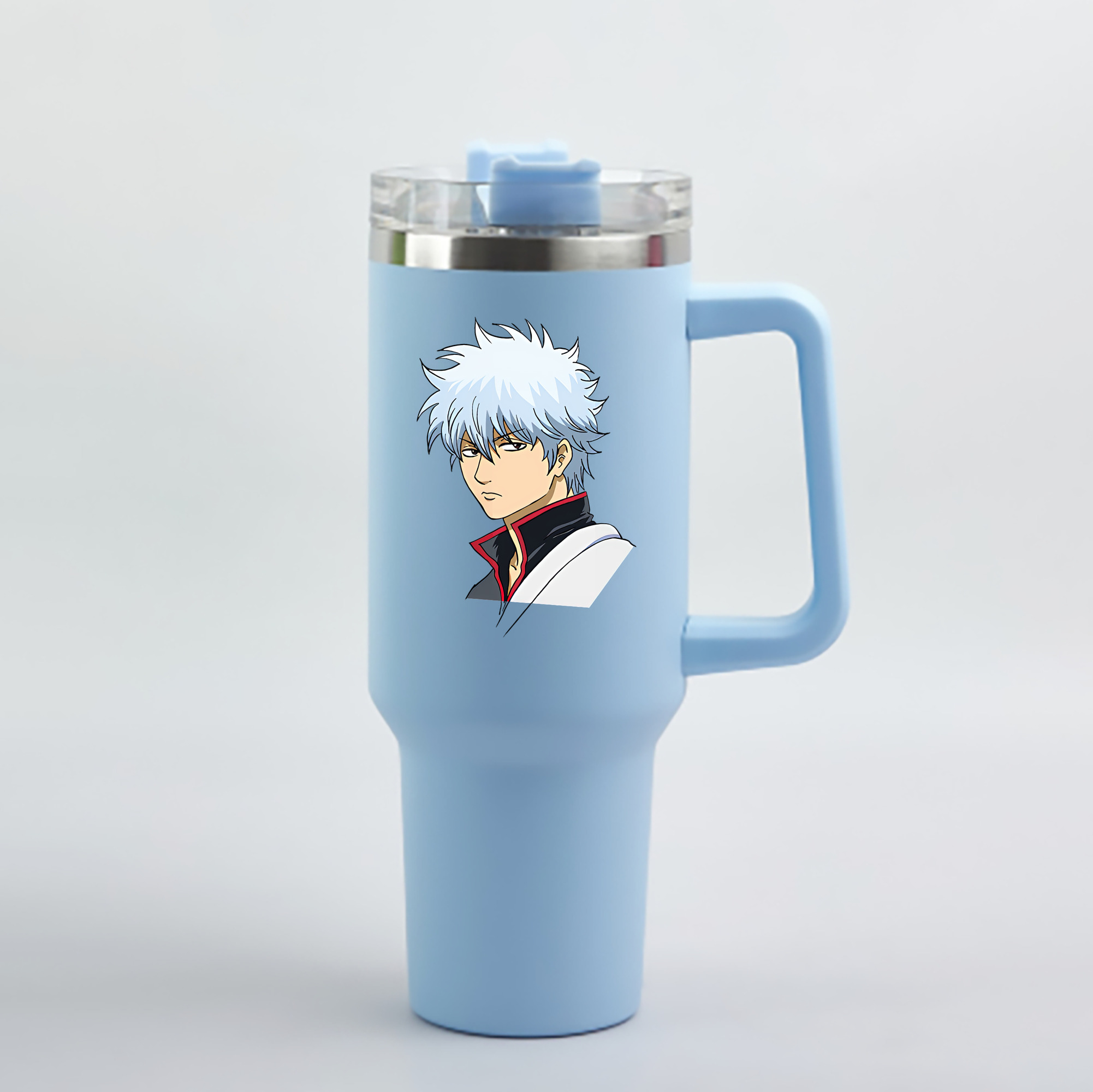 （画像用） ぎんたま 坂田銀時（さかたぎんとき） 神楽 志村新八（しむら しんぱち） GINTAMA Sakata Gintoki Kagura Shimura Shinpachi 1200mL車用タンブラー - クリスタルステッカー（プラスチックストロー付き）