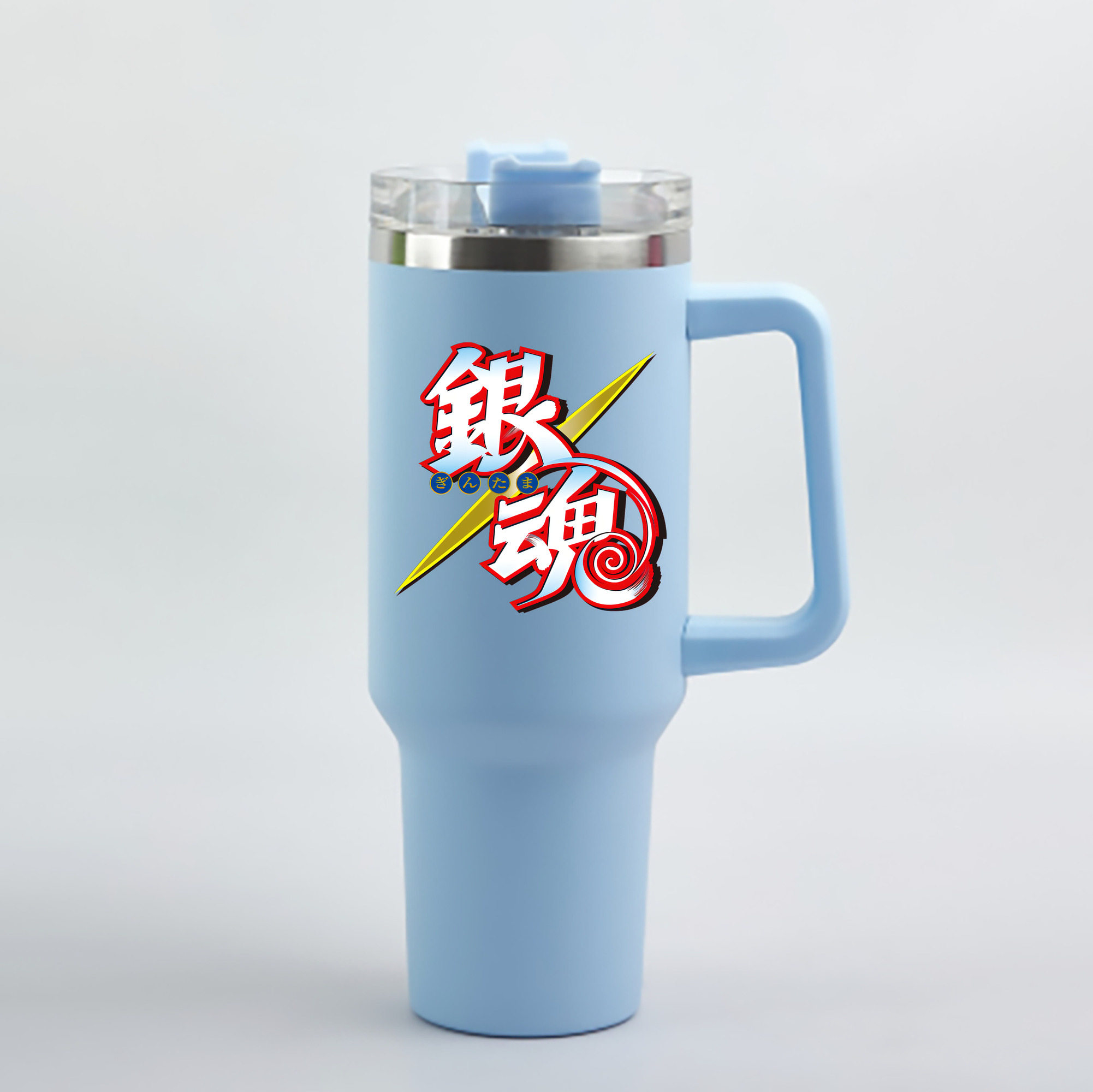 （画像用） ぎんたま 坂田銀時（さかたぎんとき） 神楽 志村新八（しむら しんぱち） GINTAMA Sakata Gintoki Kagura Shimura Shinpachi 1200mL車用タンブラー - クリスタルステッカー（プラスチックストロー付き）