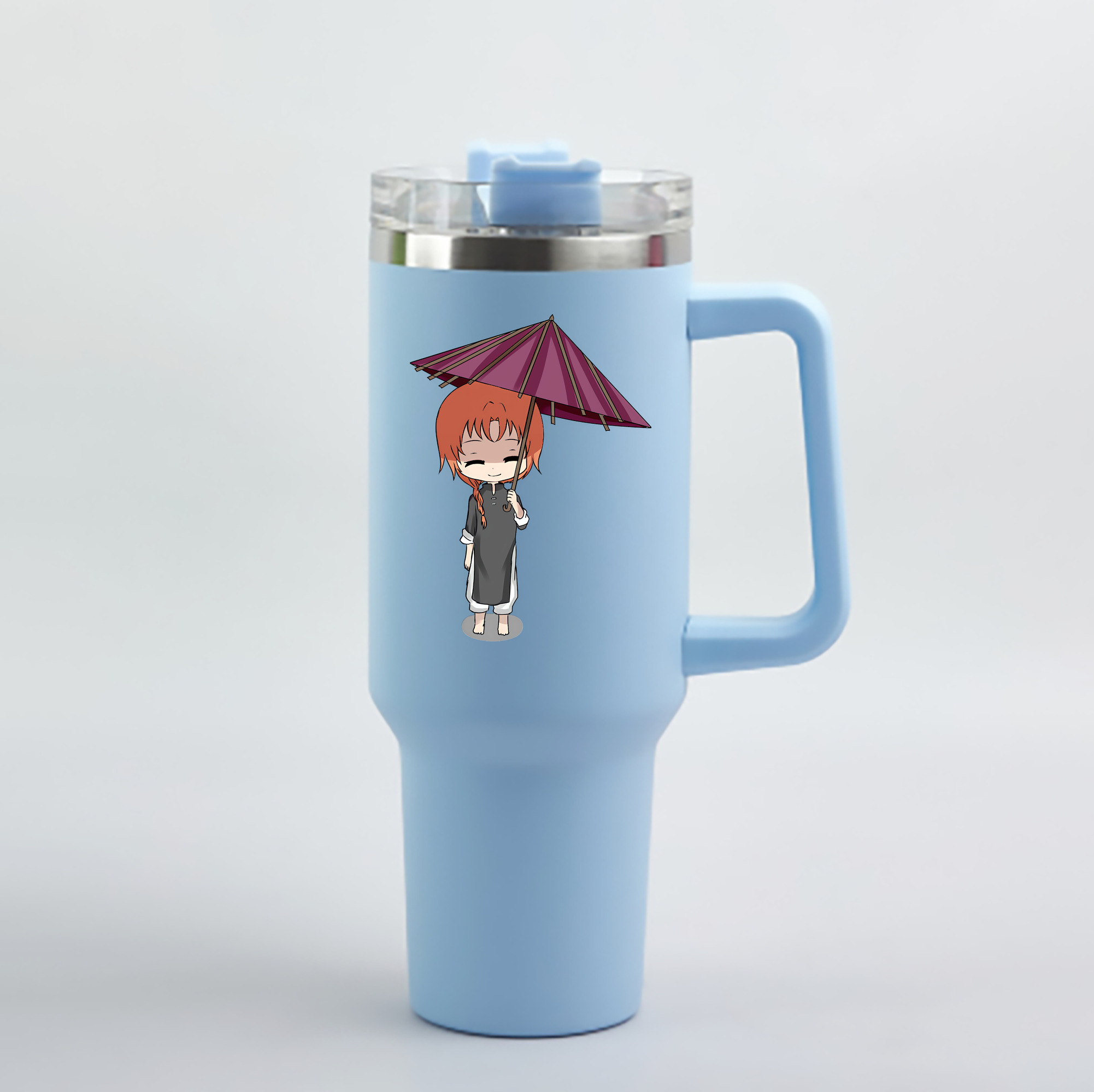 （画像用） ぎんたま 坂田銀時（さかたぎんとき） 神楽 志村新八（しむら しんぱち） GINTAMA Sakata Gintoki Kagura Shimura Shinpachi 1200mL車用タンブラー - クリスタルステッカー（プラスチックストロー付き）