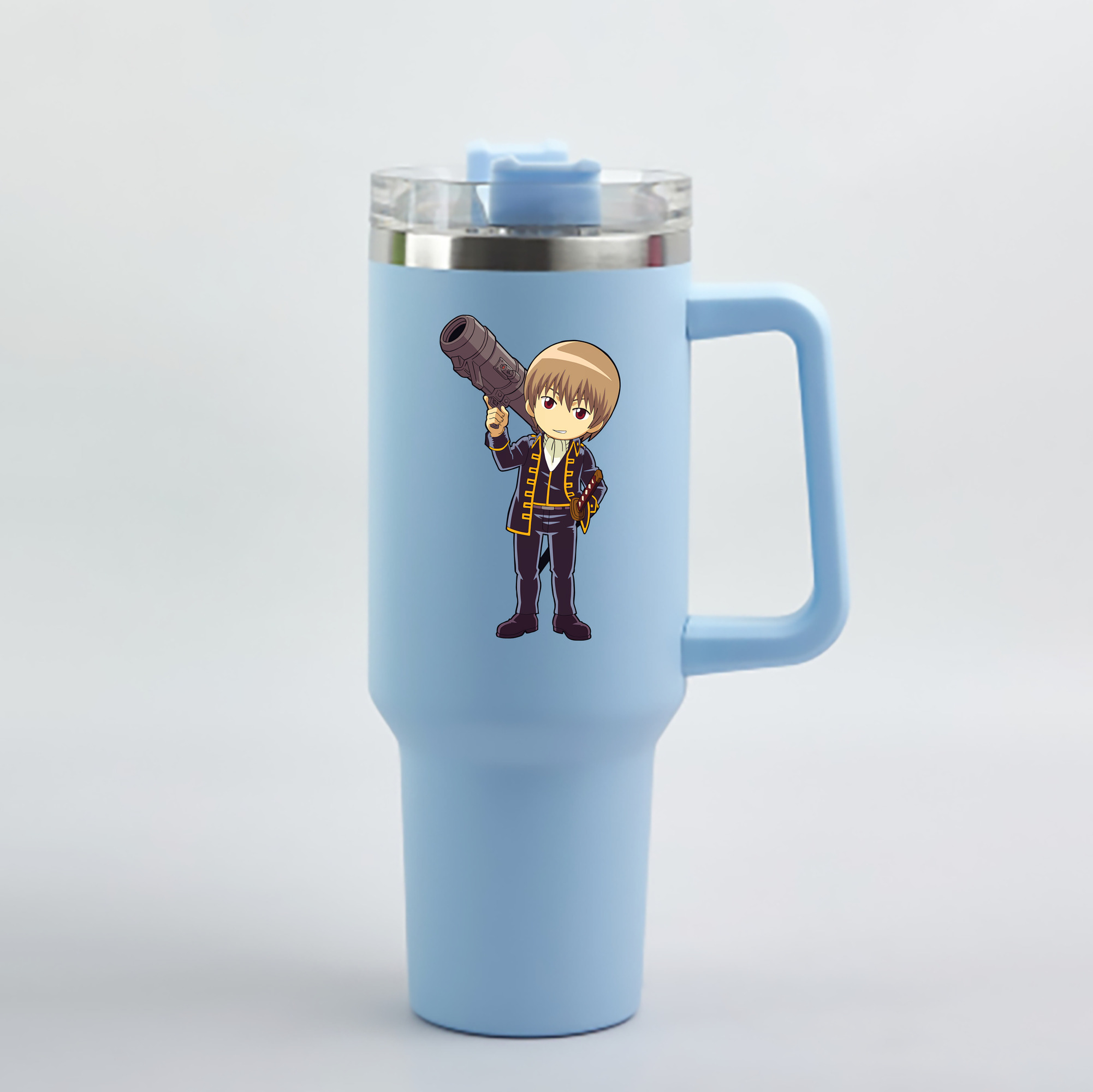 （画像用） ぎんたま 坂田銀時（さかたぎんとき） 神楽 志村新八（しむら しんぱち） GINTAMA Sakata Gintoki Kagura Shimura Shinpachi 1200mL車用タンブラー - クリスタルステッカー（プラスチックストロー付き）