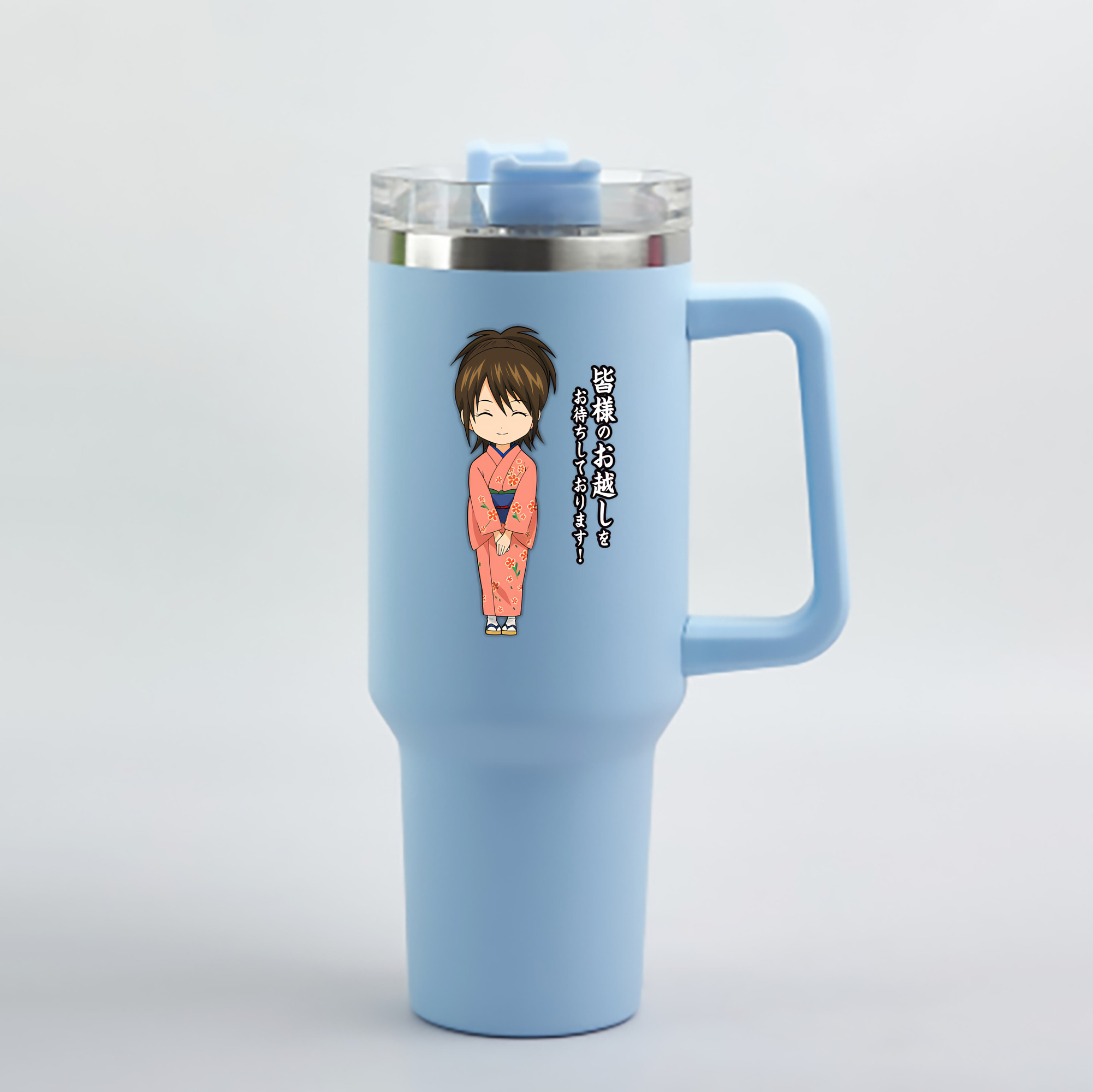 （画像用） ぎんたま 坂田銀時（さかたぎんとき） 神楽 志村新八（しむら しんぱち） GINTAMA Sakata Gintoki Kagura Shimura Shinpachi 1200mL車用タンブラー - クリスタルステッカー（プラスチックストロー付き）