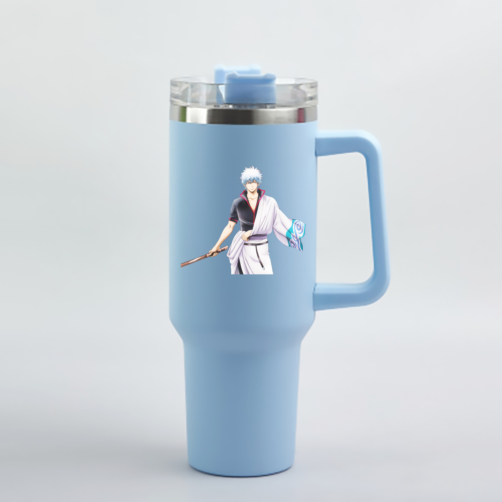 （画像用） ぎんたま 坂田銀時（さかたぎんとき） 神楽 志村新八（しむら しんぱち） GINTAMA Sakata Gintoki Kagura Shimura Shinpachi 1200mL車用タンブラー - クリスタルステッカー（プラスチックストロー付き）