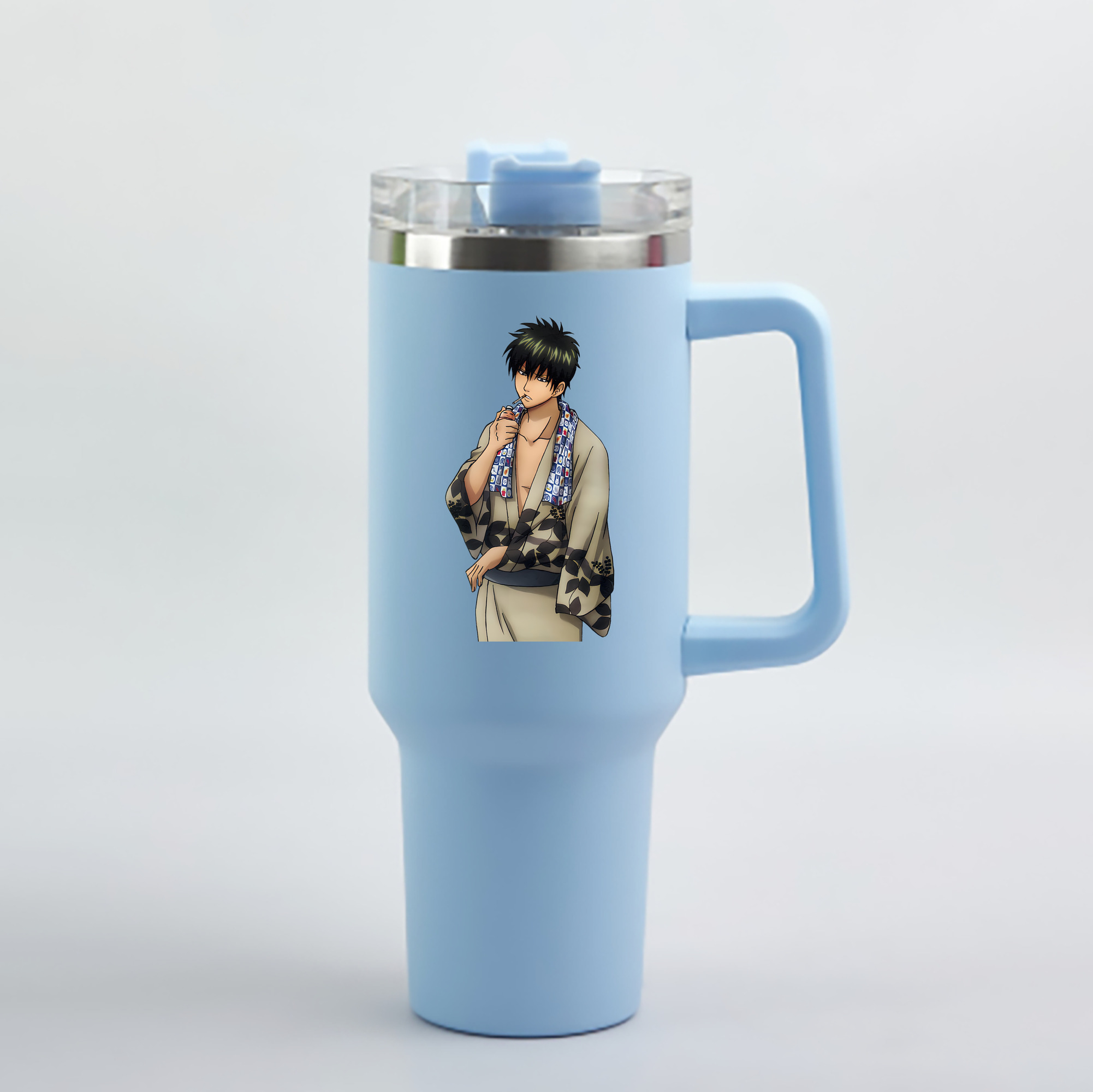 （画像用） ぎんたま 坂田銀時（さかたぎんとき） 神楽 志村新八（しむら しんぱち） GINTAMA Sakata Gintoki Kagura Shimura Shinpachi 1200mL車用タンブラー - クリスタルステッカー（プラスチックストロー付き）