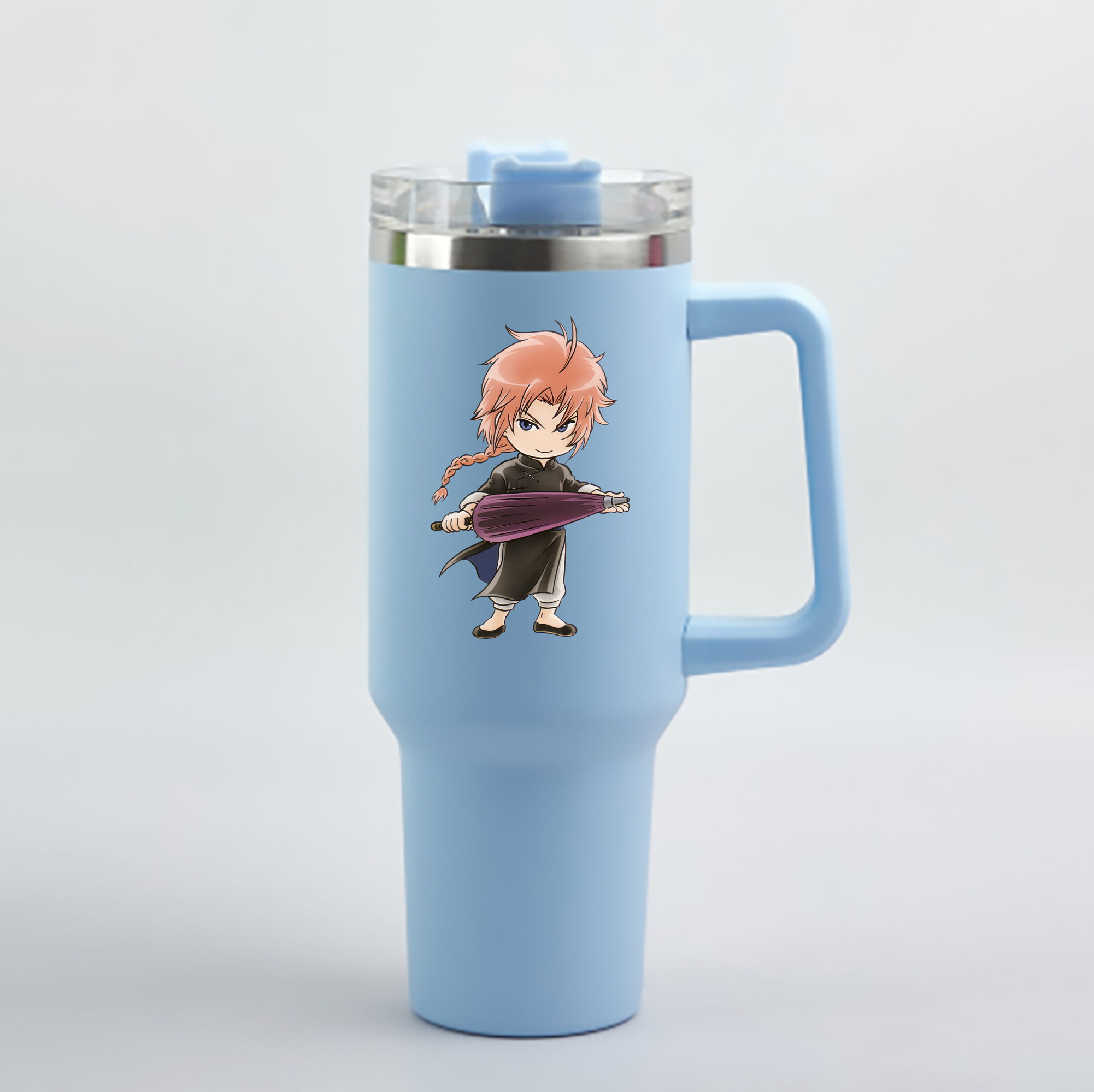 （画像用） ぎんたま 坂田銀時（さかたぎんとき） 神楽 志村新八（しむら しんぱち） GINTAMA Sakata Gintoki Kagura Shimura Shinpachi 1200mL車用タンブラー - クリスタルステッカー（プラスチックストロー付き）