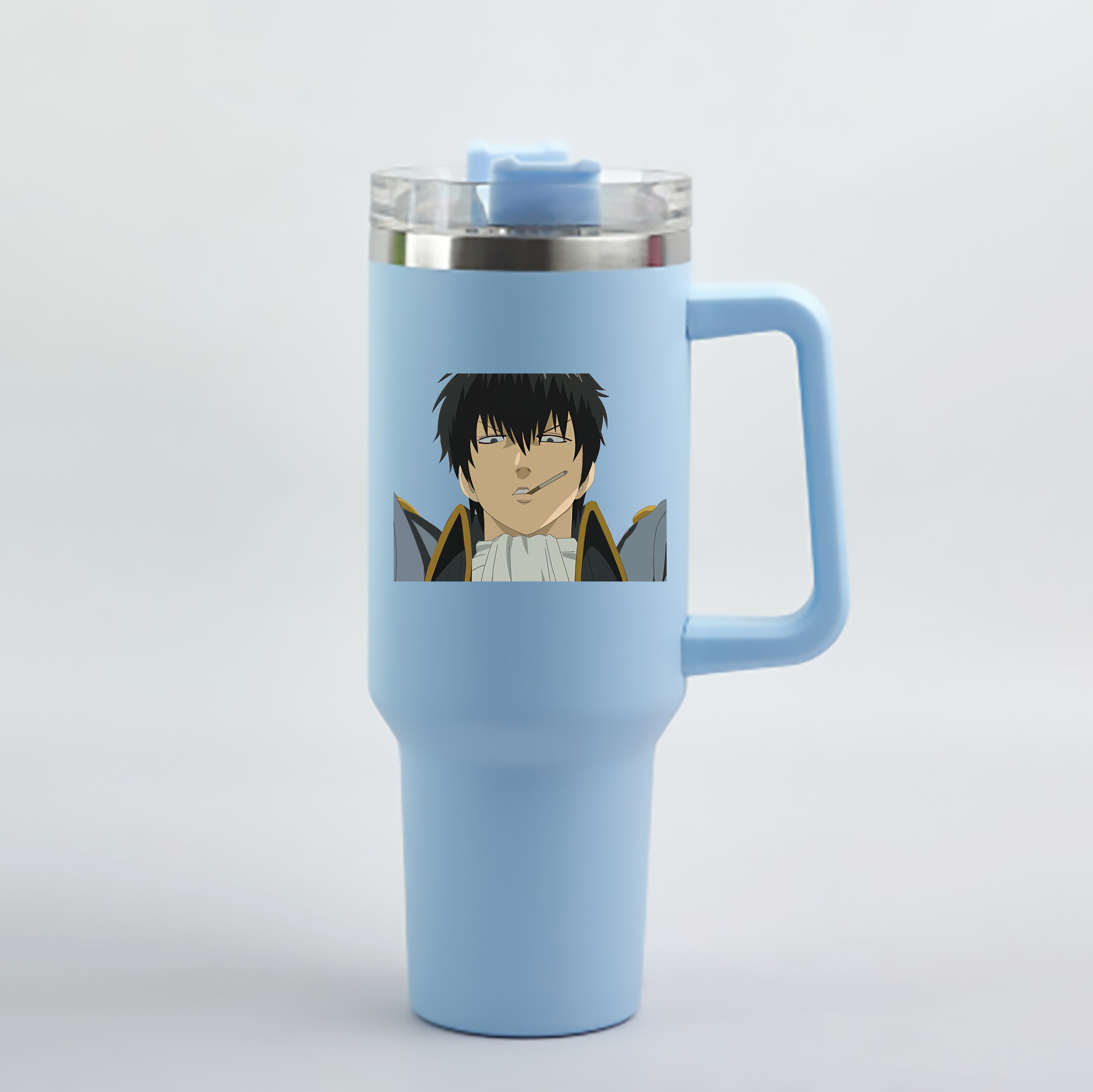 （画像用） ぎんたま 坂田銀時（さかたぎんとき） 神楽 志村新八（しむら しんぱち） GINTAMA Sakata Gintoki Kagura Shimura Shinpachi 1200mL車用タンブラー - クリスタルステッカー（プラスチックストロー付き）