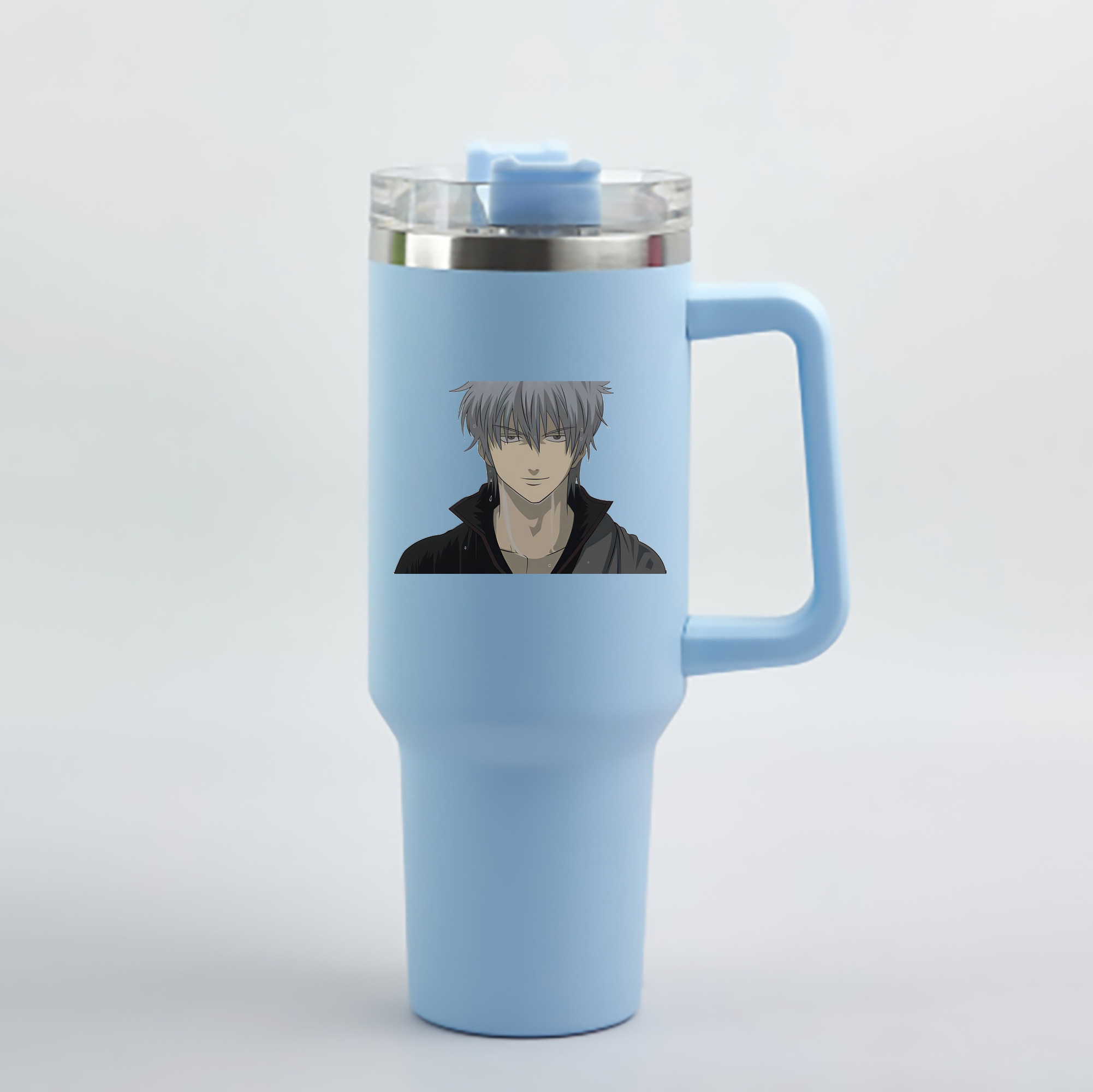 （画像用） ぎんたま 坂田銀時（さかたぎんとき） 神楽 志村新八（しむら しんぱち） GINTAMA Sakata Gintoki Kagura Shimura Shinpachi 1200mL車用タンブラー - クリスタルステッカー（プラスチックストロー付き）