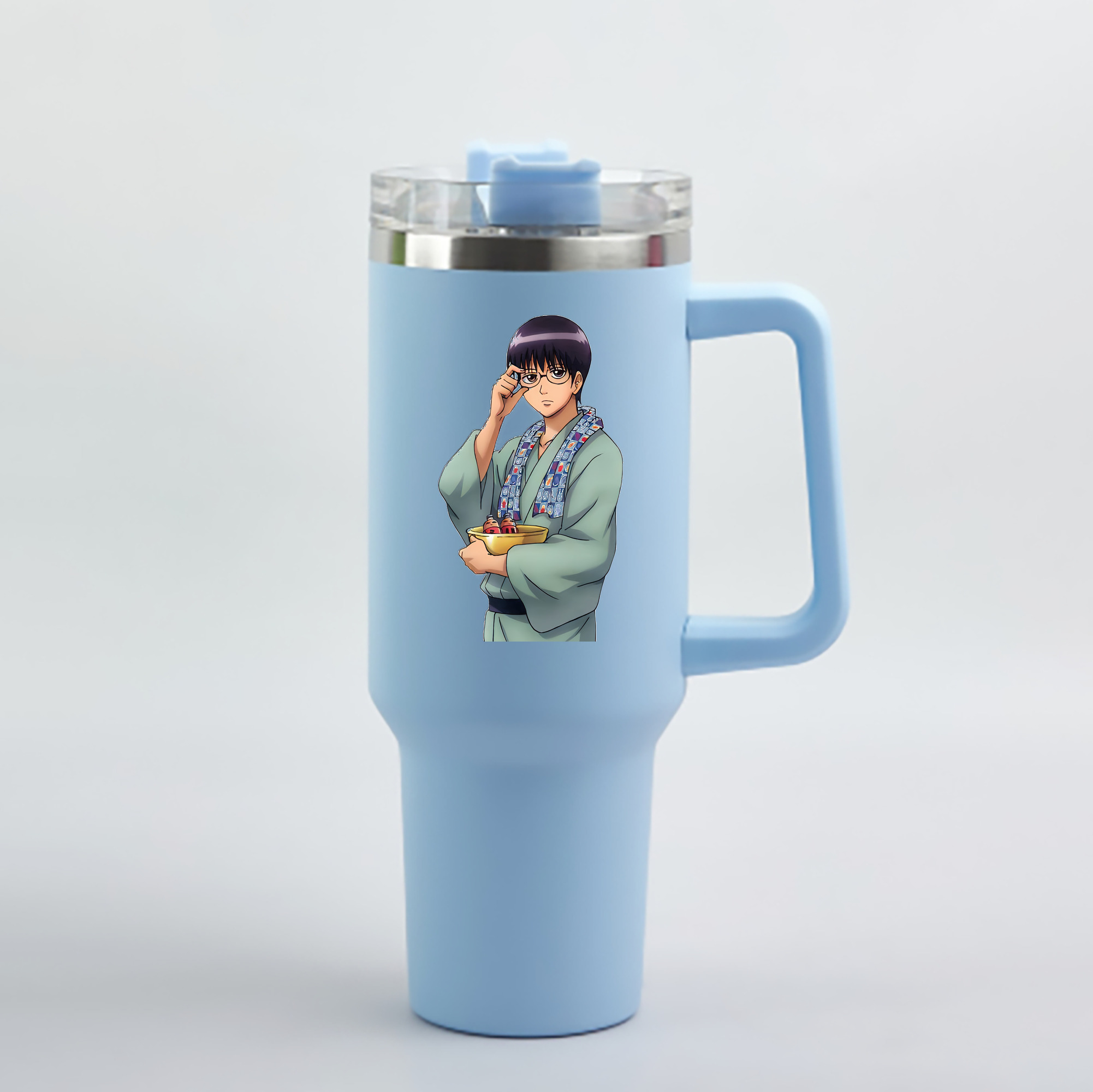 （画像用） ぎんたま 坂田銀時（さかたぎんとき） 神楽 志村新八（しむら しんぱち） GINTAMA Sakata Gintoki Kagura Shimura Shinpachi 1200mL車用タンブラー - クリスタルステッカー（プラスチックストロー付き）