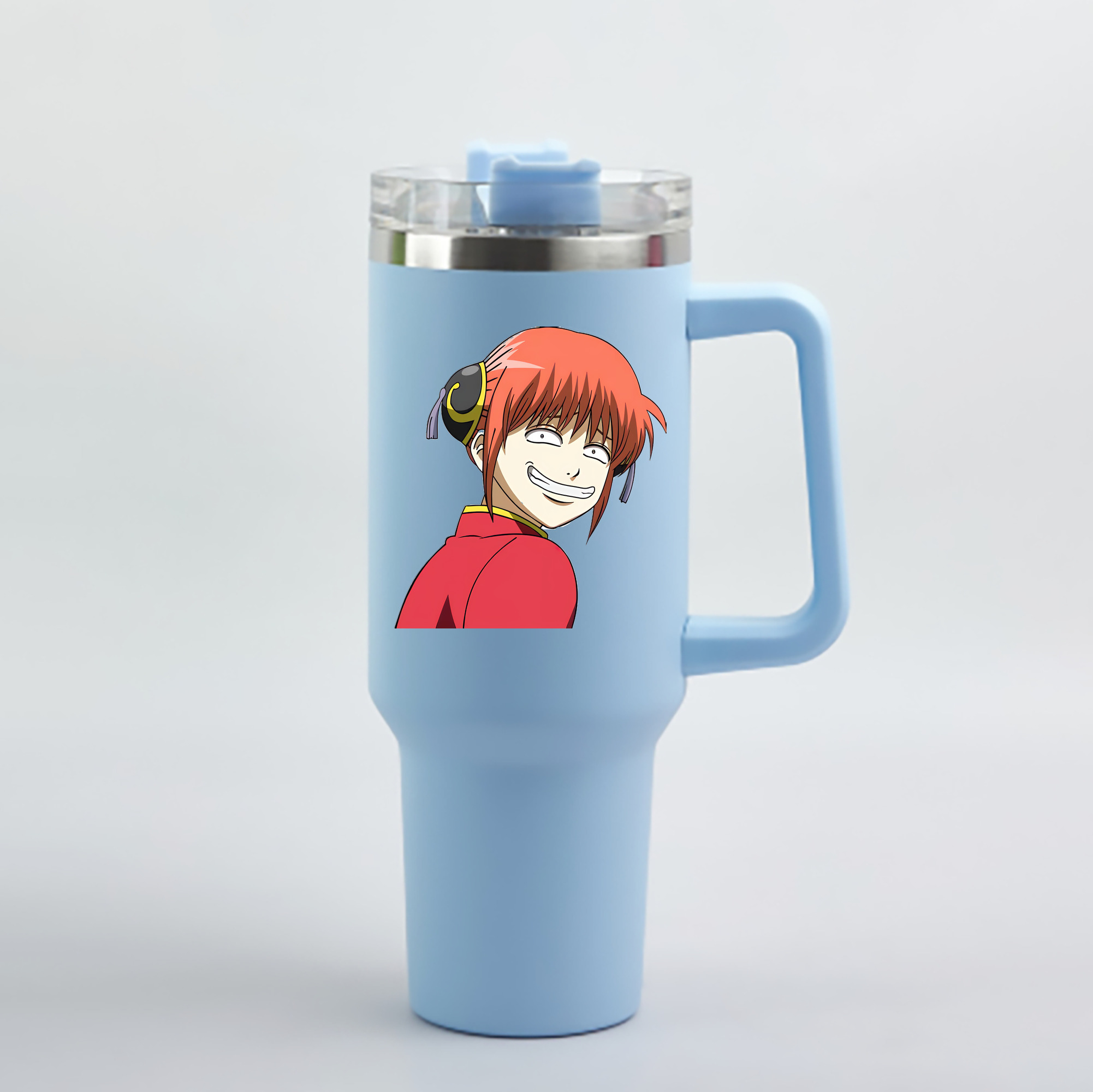 （画像用） ぎんたま 坂田銀時（さかたぎんとき） 神楽 志村新八（しむら しんぱち） GINTAMA Sakata Gintoki Kagura Shimura Shinpachi 1200mL車用タンブラー - クリスタルステッカー（プラスチックストロー付き）