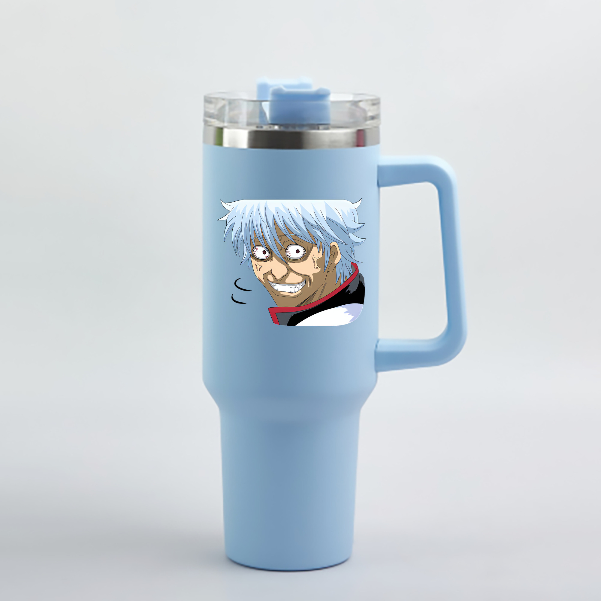 （画像用） ぎんたま 坂田銀時（さかたぎんとき） 神楽 志村新八（しむら しんぱち） GINTAMA Sakata Gintoki Kagura Shimura Shinpachi 1200mL車用タンブラー - クリスタルステッカー（プラスチックストロー付き）
