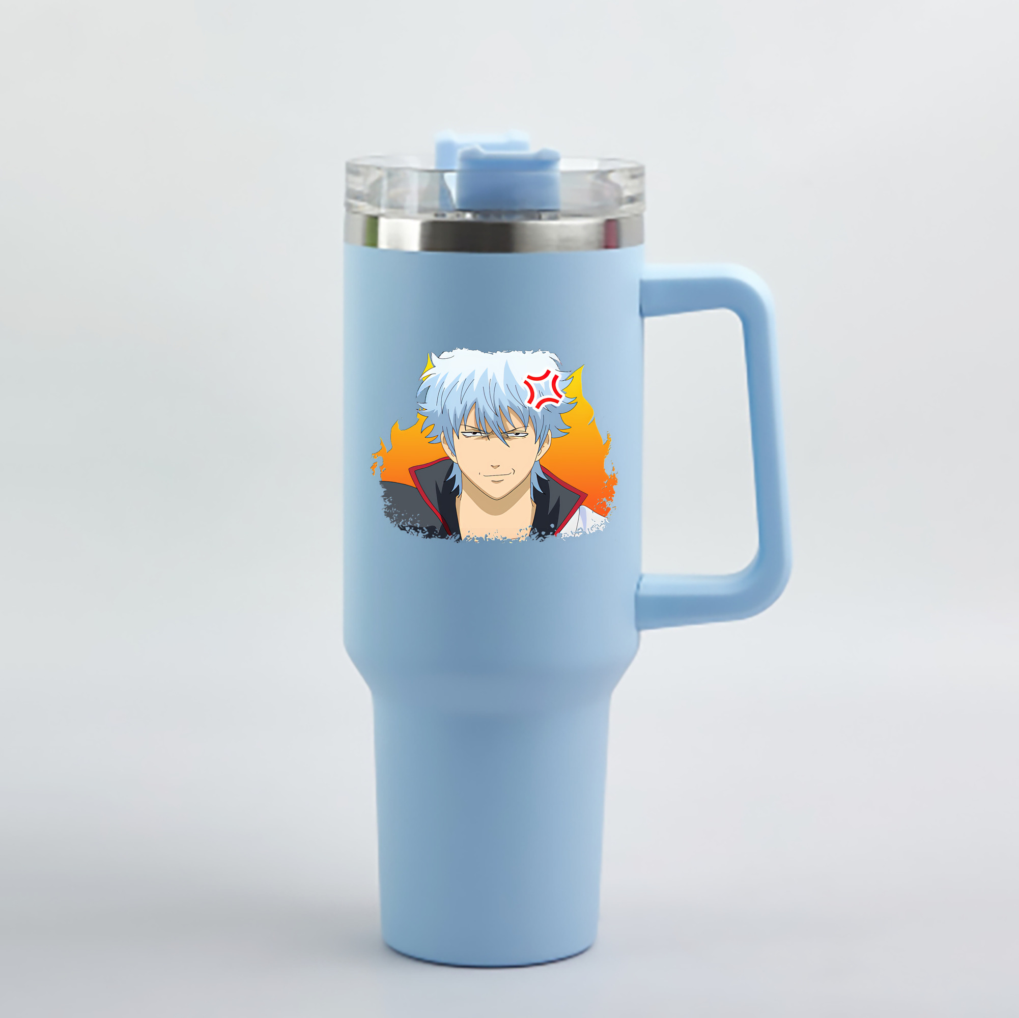 （画像用） ぎんたま 坂田銀時（さかたぎんとき） 神楽 志村新八（しむら しんぱち） GINTAMA Sakata Gintoki Kagura Shimura Shinpachi 1200mL車用タンブラー - クリスタルステッカー（プラスチックストロー付き）