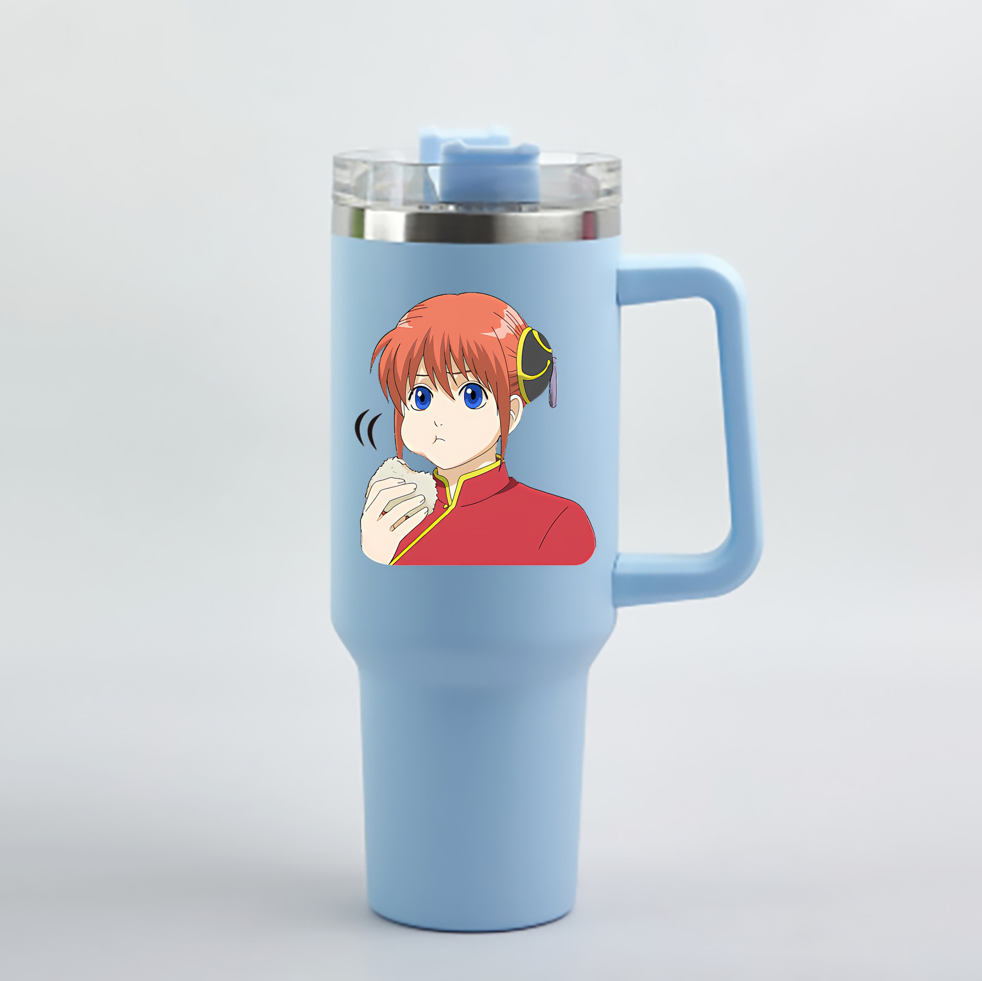 （画像用） ぎんたま 坂田銀時（さかたぎんとき） 神楽 志村新八（しむら しんぱち） GINTAMA Sakata Gintoki Kagura Shimura Shinpachi 1200mL車用タンブラー - クリスタルステッカー（プラスチックストロー付き）