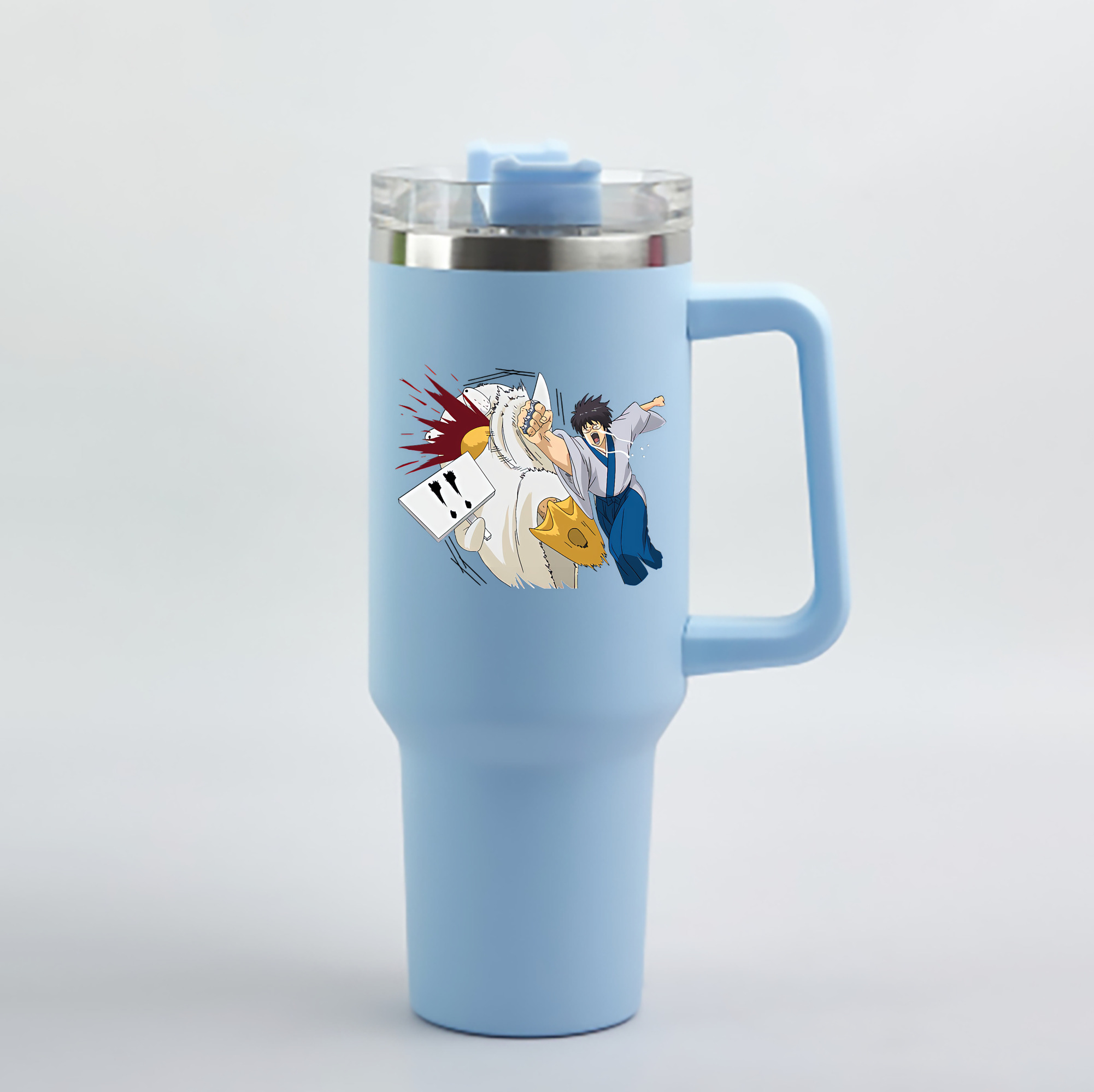 （画像用） ぎんたま 坂田銀時（さかたぎんとき） 神楽 志村新八（しむら しんぱち） GINTAMA Sakata Gintoki Kagura Shimura Shinpachi 1200mL車用タンブラー - クリスタルステッカー（プラスチックストロー付き）