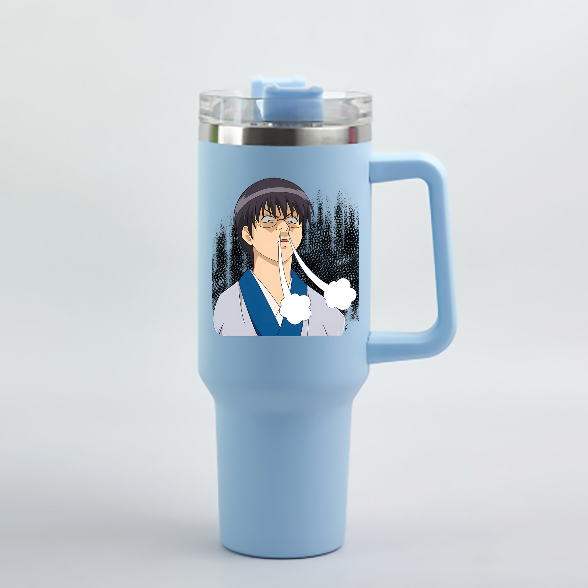 （画像用） ぎんたま 坂田銀時（さかたぎんとき） 神楽 志村新八（しむら しんぱち） GINTAMA Sakata Gintoki Kagura Shimura Shinpachi 1200mL車用タンブラー - クリスタルステッカー（プラスチックストロー付き）