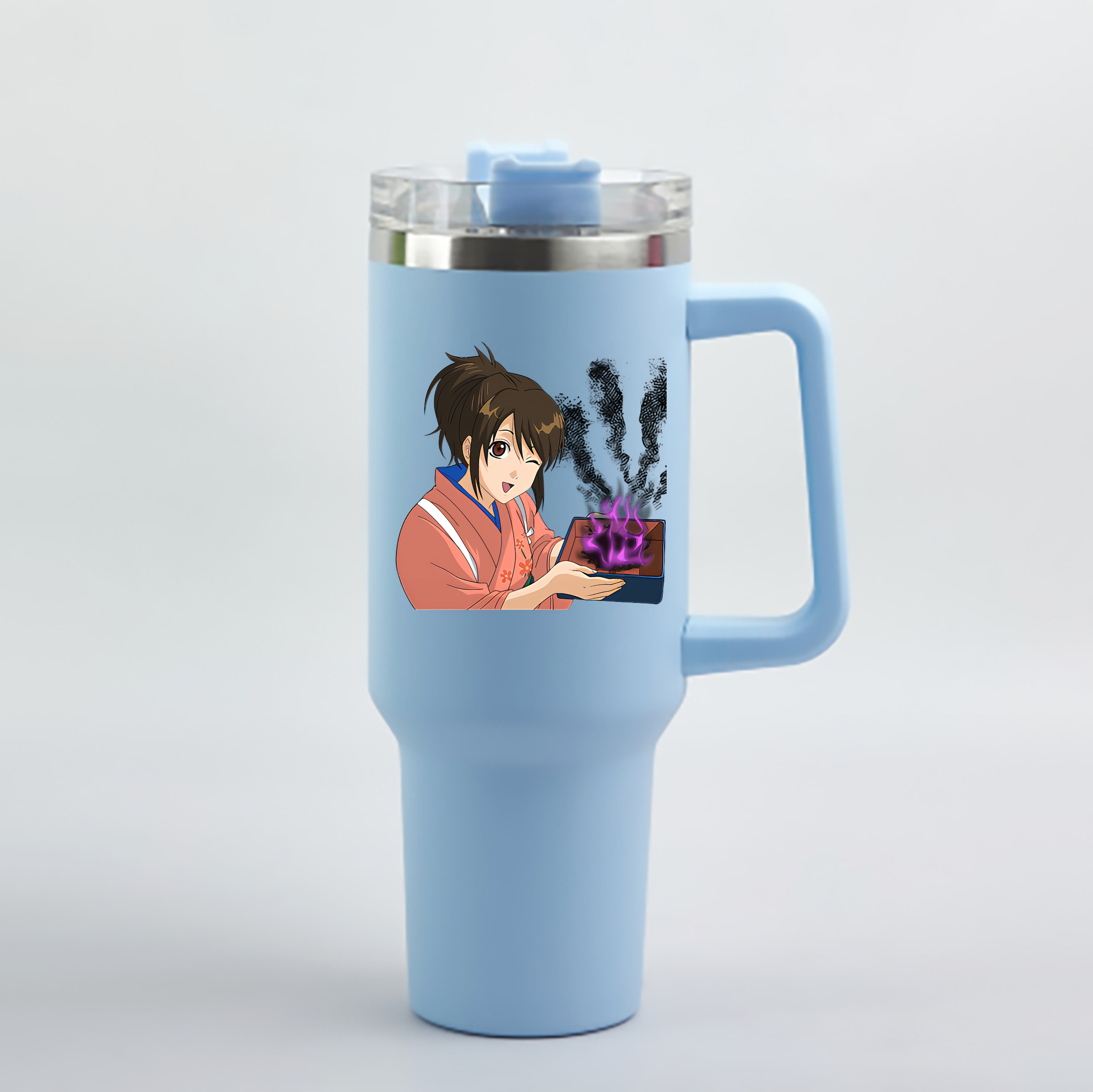 （画像用） ぎんたま 坂田銀時（さかたぎんとき） 神楽 志村新八（しむら しんぱち） GINTAMA Sakata Gintoki Kagura Shimura Shinpachi 1200mL車用タンブラー - クリスタルステッカー（プラスチックストロー付き）