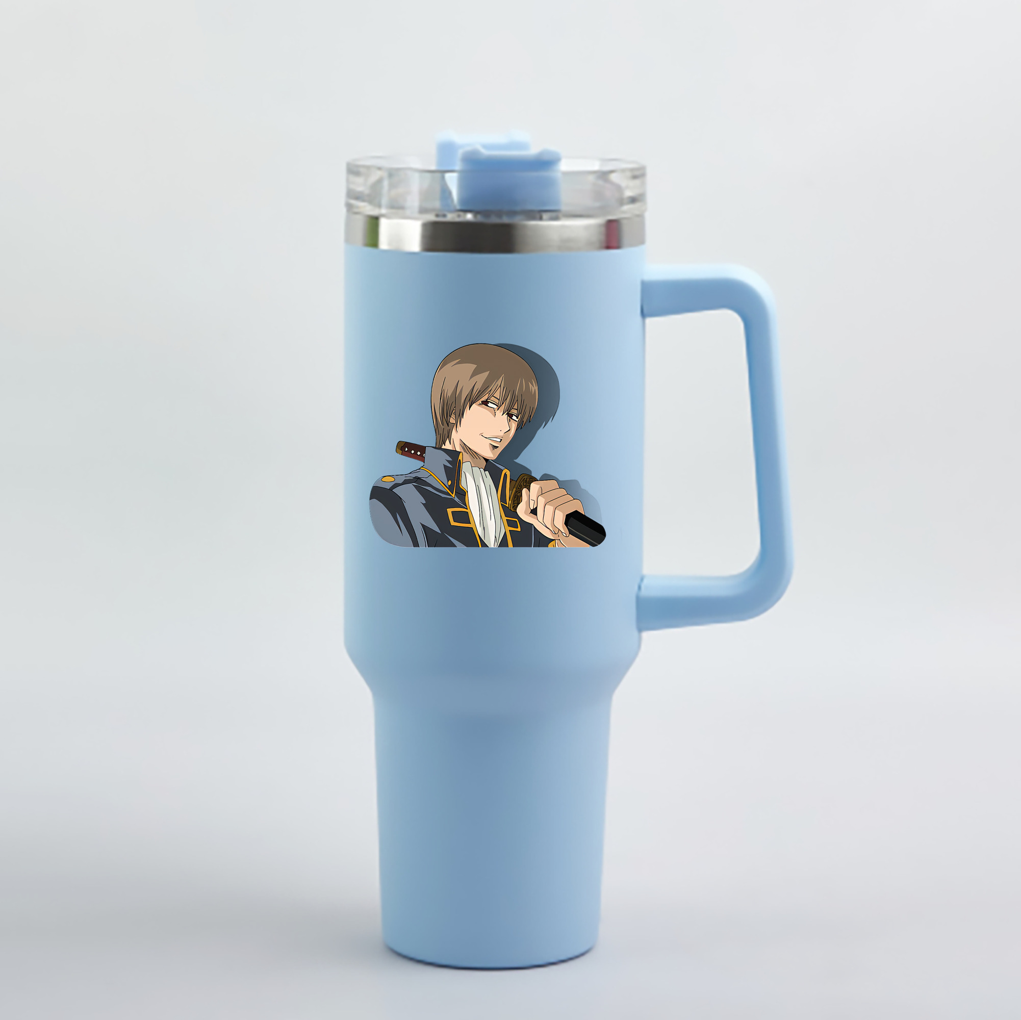 （画像用） ぎんたま 坂田銀時（さかたぎんとき） 神楽 志村新八（しむら しんぱち） GINTAMA Sakata Gintoki Kagura Shimura Shinpachi 1200mL車用タンブラー - クリスタルステッカー（プラスチックストロー付き）