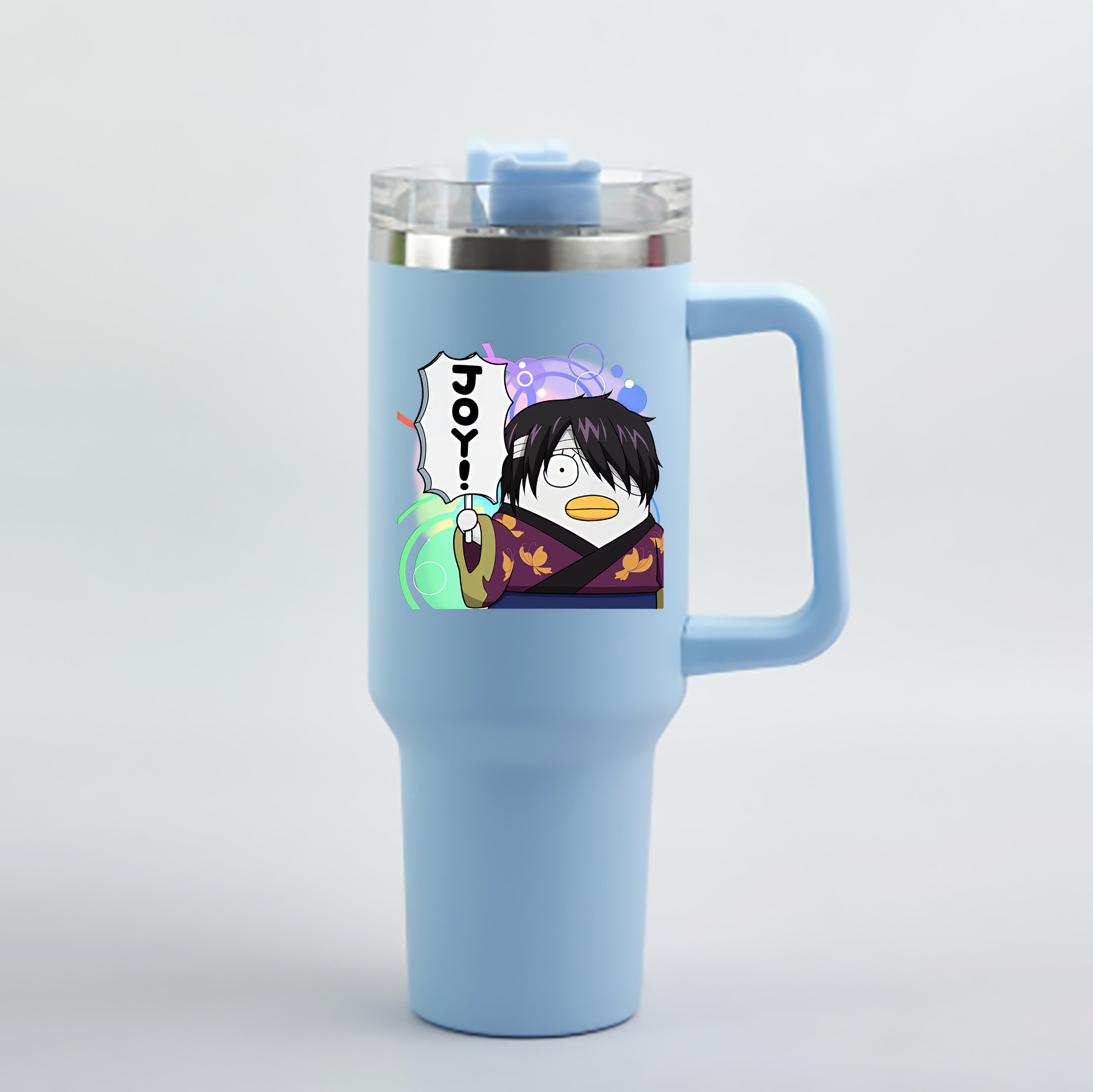 （画像用） ぎんたま 坂田銀時（さかたぎんとき） 神楽 志村新八（しむら しんぱち） GINTAMA Sakata Gintoki Kagura Shimura Shinpachi 1200mL車用タンブラー - クリスタルステッカー（プラスチックストロー付き）