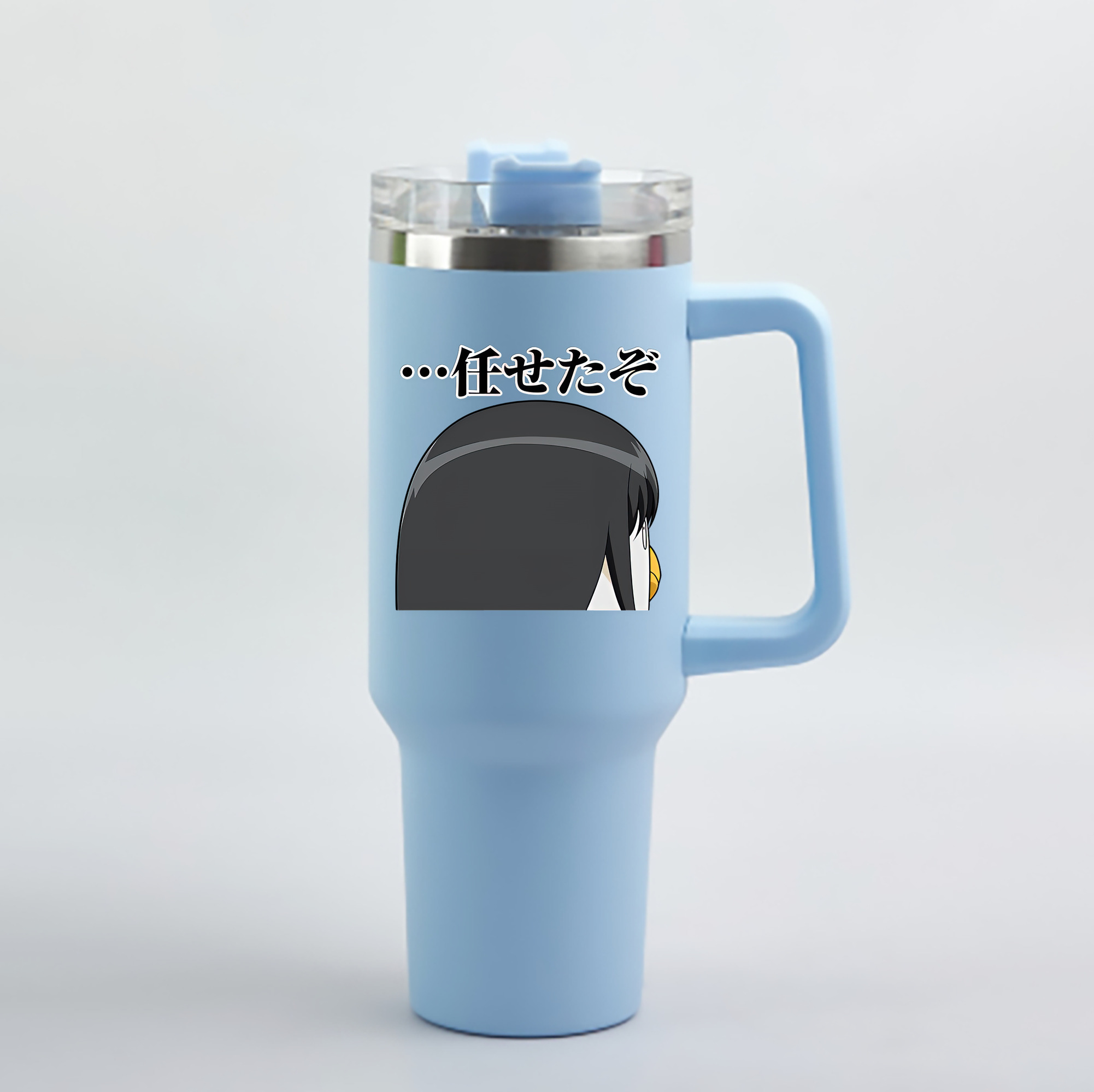 （画像用） ぎんたま 坂田銀時（さかたぎんとき） 神楽 志村新八（しむら しんぱち） GINTAMA Sakata Gintoki Kagura Shimura Shinpachi 1200mL車用タンブラー - クリスタルステッカー（プラスチックストロー付き）