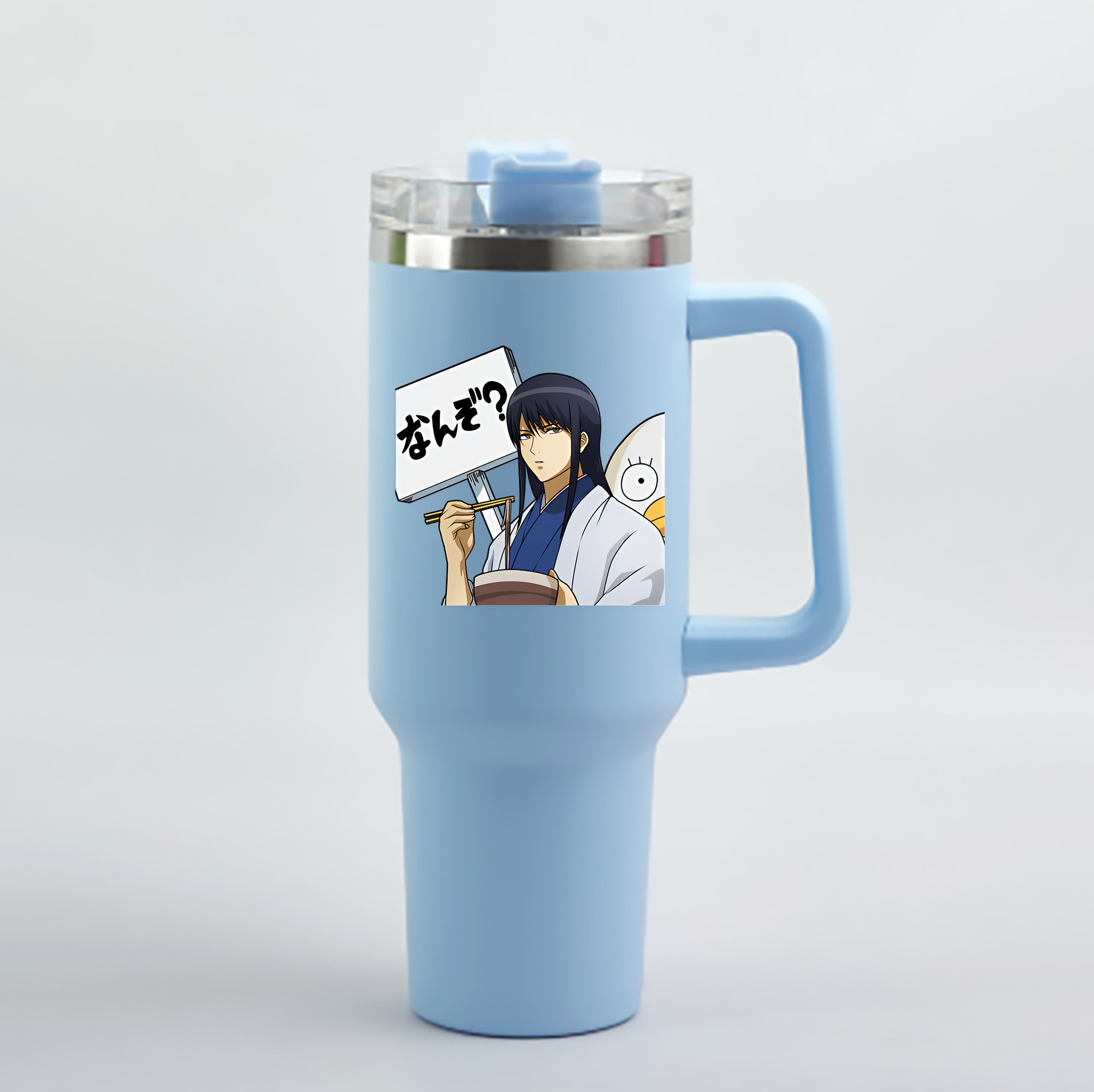 （画像用） ぎんたま 坂田銀時（さかたぎんとき） 神楽 志村新八（しむら しんぱち） GINTAMA Sakata Gintoki Kagura Shimura Shinpachi 1200mL車用タンブラー - クリスタルステッカー（プラスチックストロー付き）