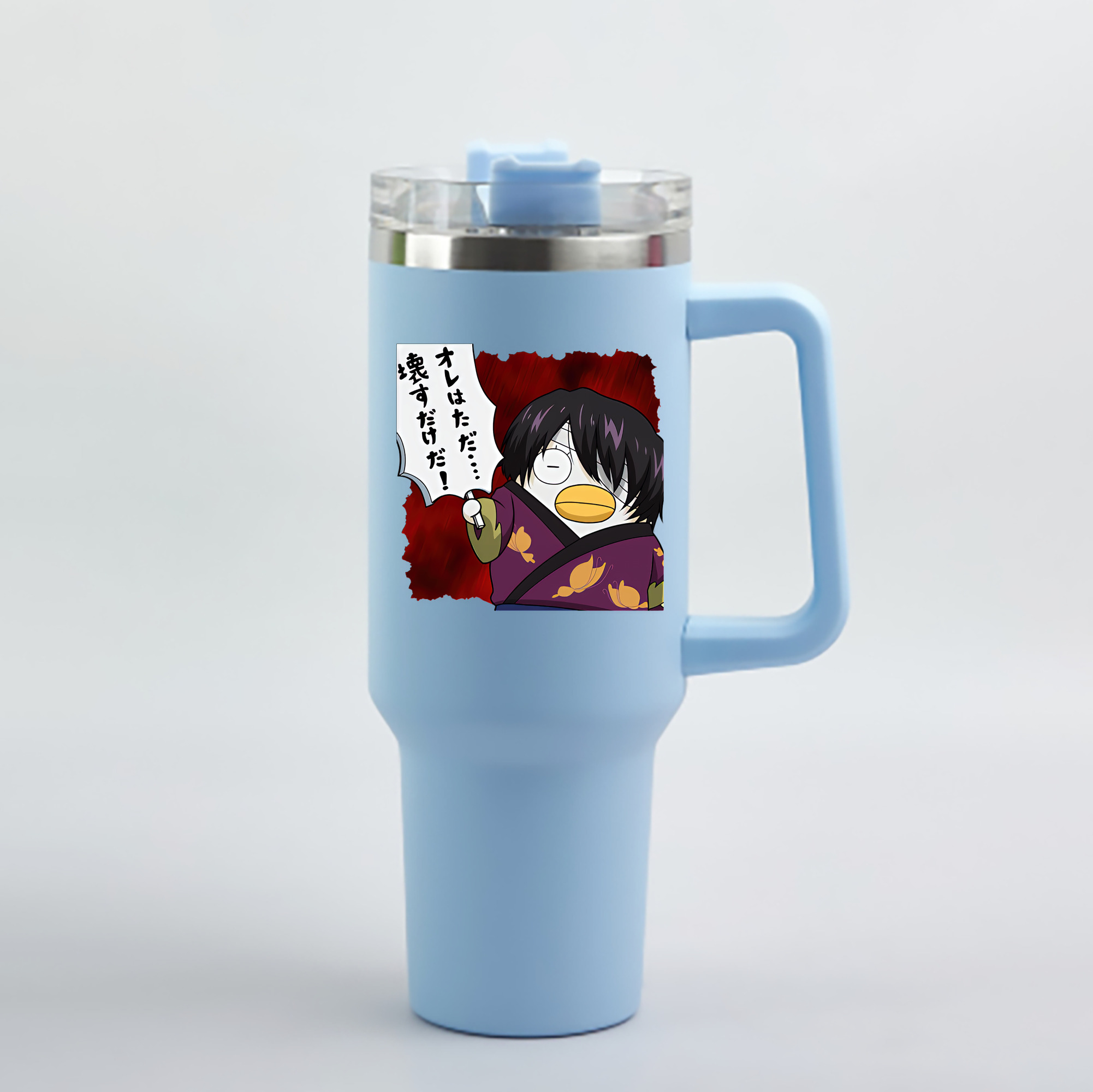 （画像用） ぎんたま 坂田銀時（さかたぎんとき） 神楽 志村新八（しむら しんぱち） GINTAMA Sakata Gintoki Kagura Shimura Shinpachi 1200mL車用タンブラー - クリスタルステッカー（プラスチックストロー付き）
