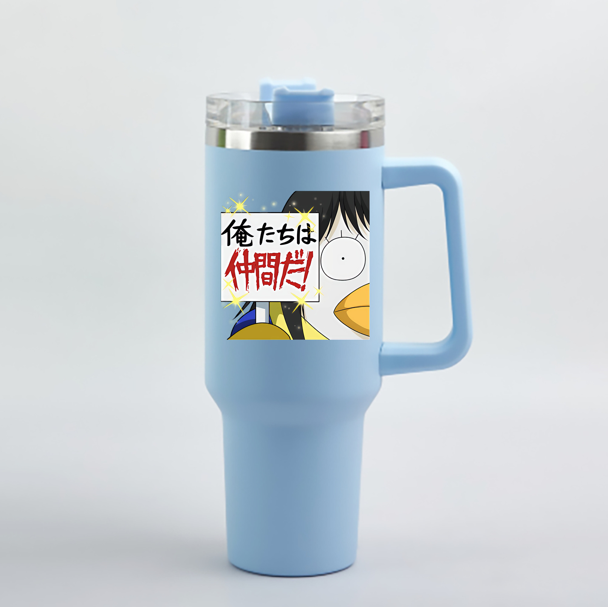 （画像用） ぎんたま 坂田銀時（さかたぎんとき） 神楽 志村新八（しむら しんぱち） GINTAMA Sakata Gintoki Kagura Shimura Shinpachi 1200mL車用タンブラー - クリスタルステッカー（プラスチックストロー付き）