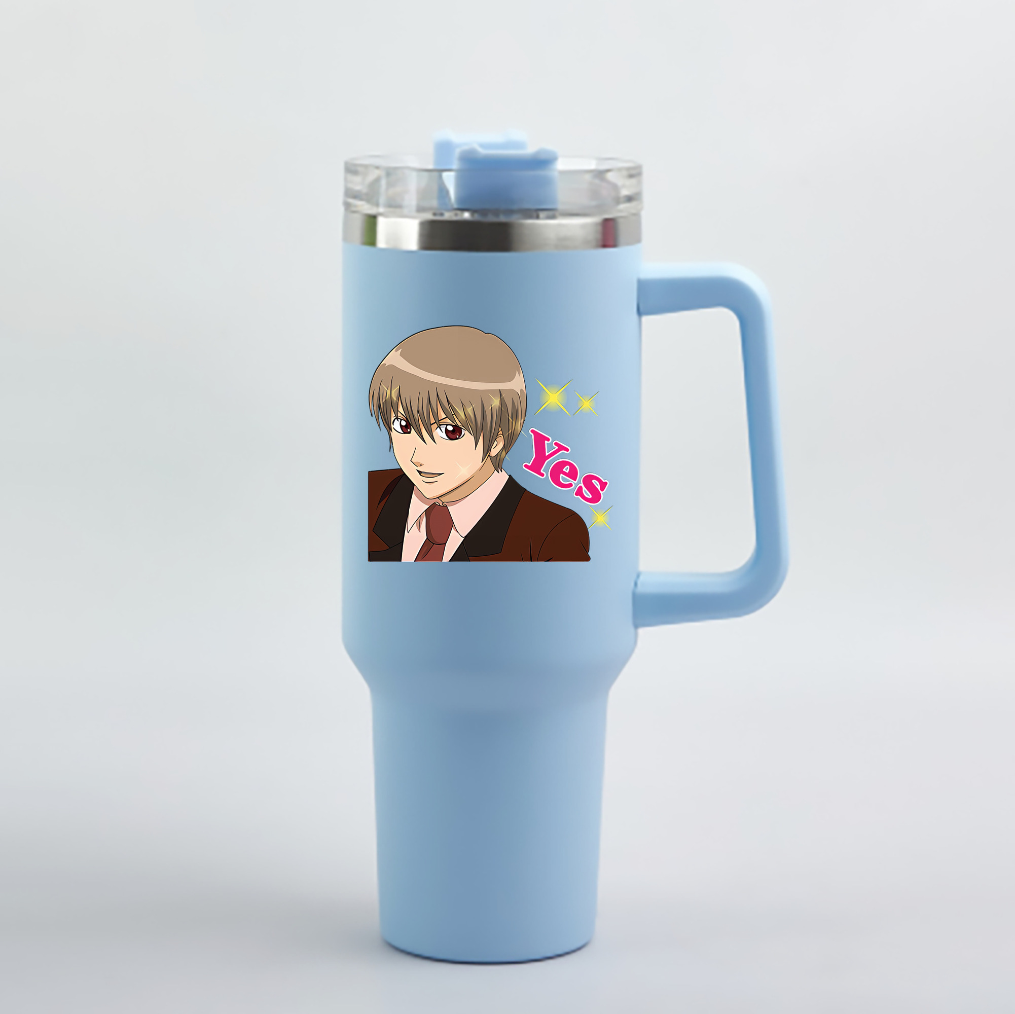 （画像用） ぎんたま 坂田銀時（さかたぎんとき） 神楽 志村新八（しむら しんぱち） GINTAMA Sakata Gintoki Kagura Shimura Shinpachi 1200mL車用タンブラー - クリスタルステッカー（プラスチックストロー付き）