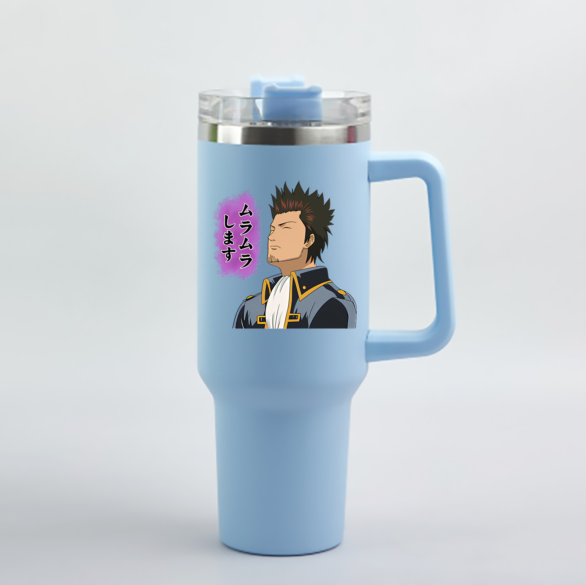 （画像用） ぎんたま 坂田銀時（さかたぎんとき） 神楽 志村新八（しむら しんぱち） GINTAMA Sakata Gintoki Kagura Shimura Shinpachi 1200mL車用タンブラー - クリスタルステッカー（プラスチックストロー付き）