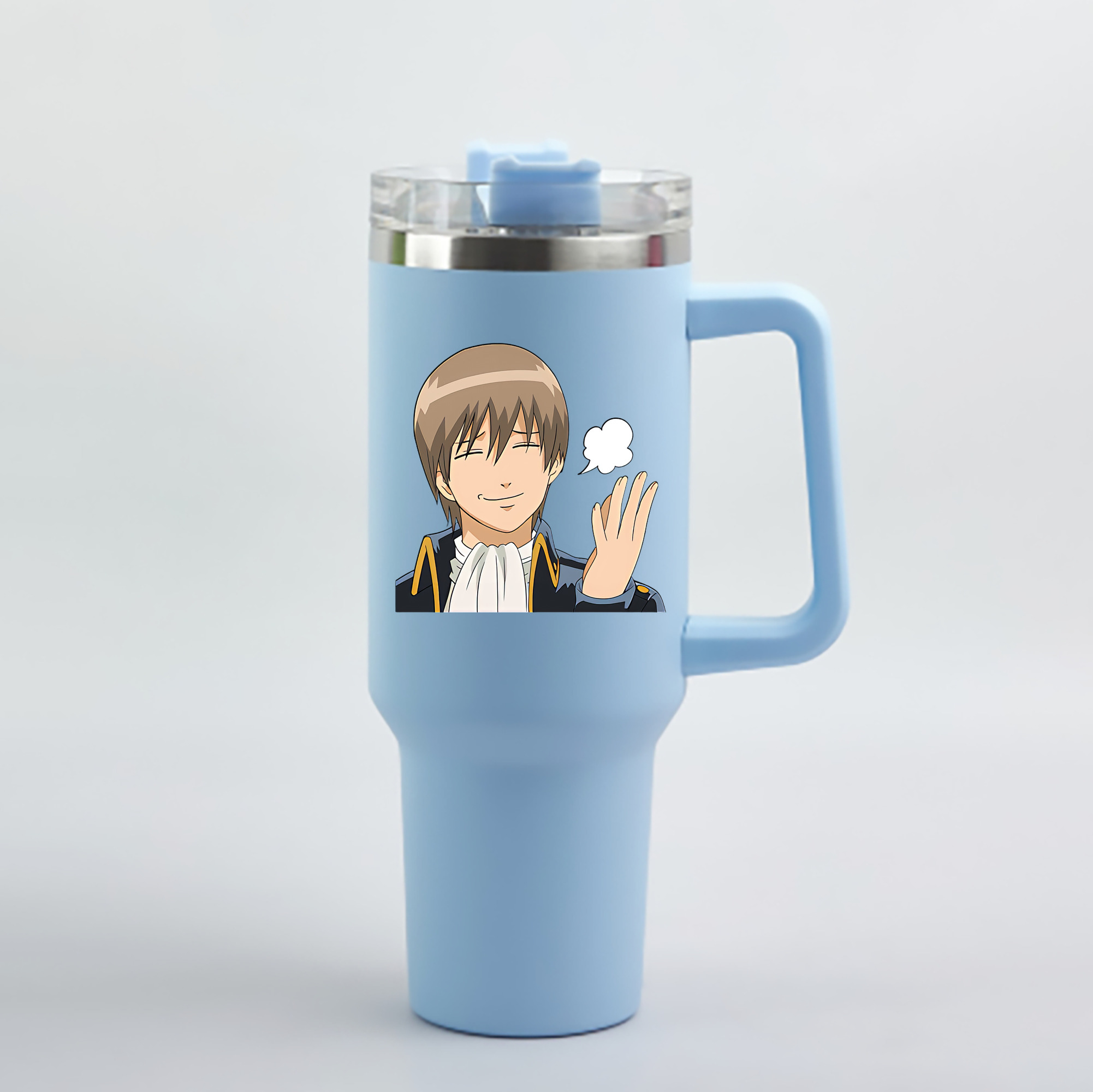 （画像用） ぎんたま 坂田銀時（さかたぎんとき） 神楽 志村新八（しむら しんぱち） GINTAMA Sakata Gintoki Kagura Shimura Shinpachi 1200mL車用タンブラー - クリスタルステッカー（プラスチックストロー付き）