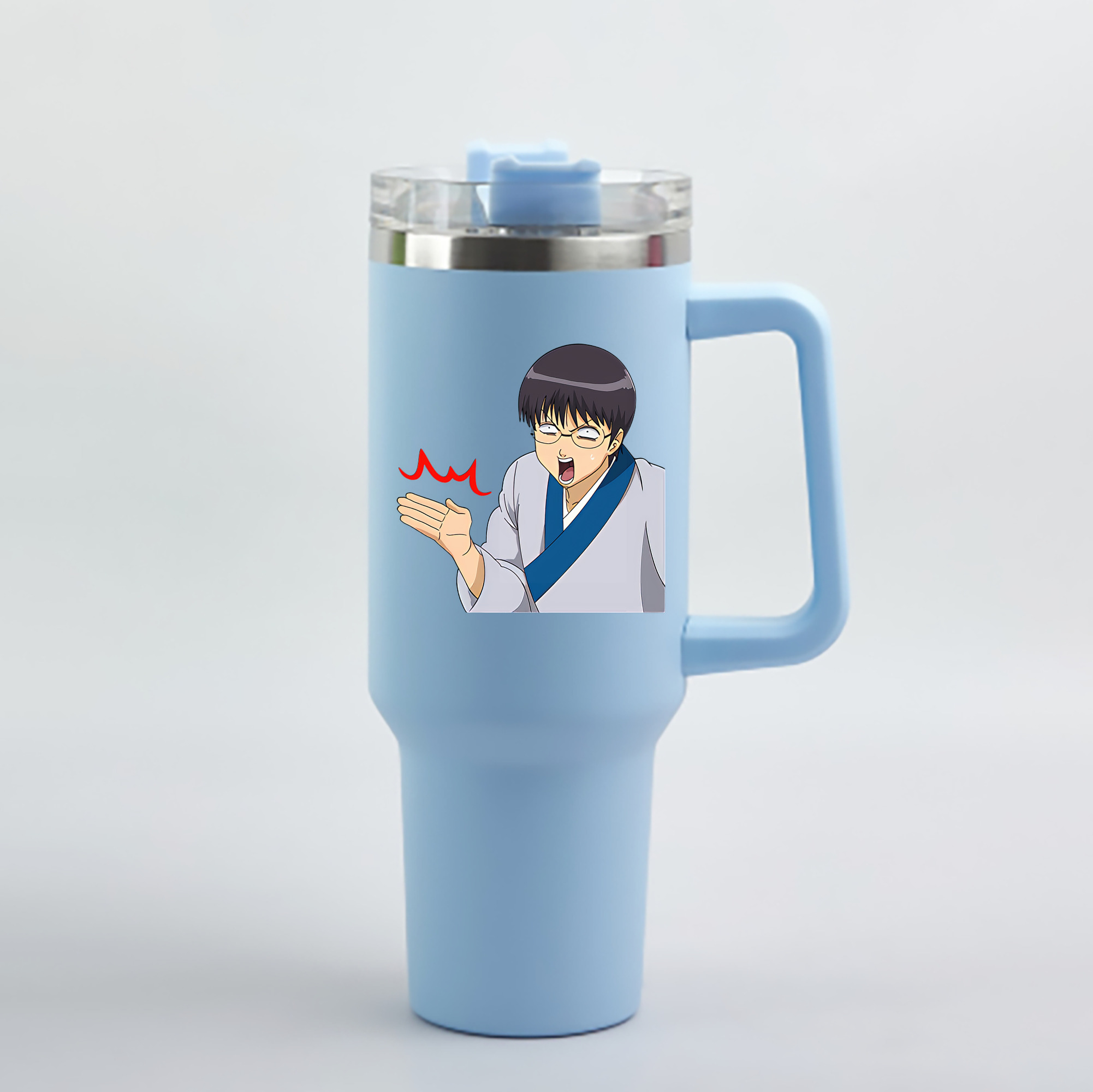 （画像用） ぎんたま 坂田銀時（さかたぎんとき） 神楽 志村新八（しむら しんぱち） GINTAMA Sakata Gintoki Kagura Shimura Shinpachi 1200mL車用タンブラー - クリスタルステッカー（プラスチックストロー付き）