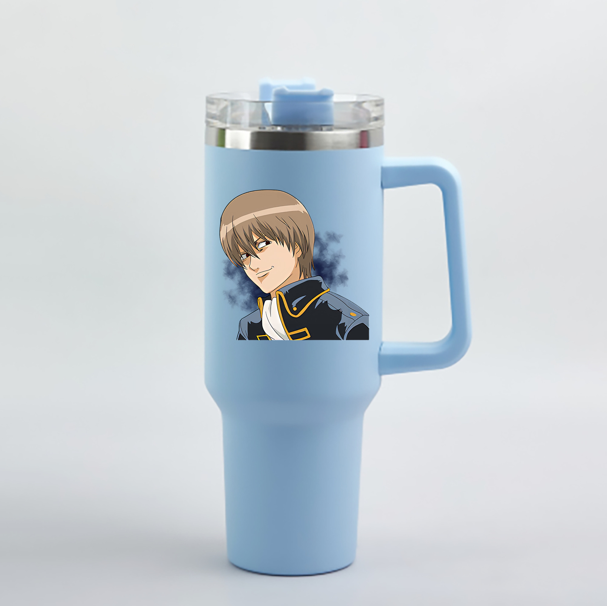 （画像用） ぎんたま 坂田銀時（さかたぎんとき） 神楽 志村新八（しむら しんぱち） GINTAMA Sakata Gintoki Kagura Shimura Shinpachi 1200mL車用タンブラー - クリスタルステッカー（プラスチックストロー付き）