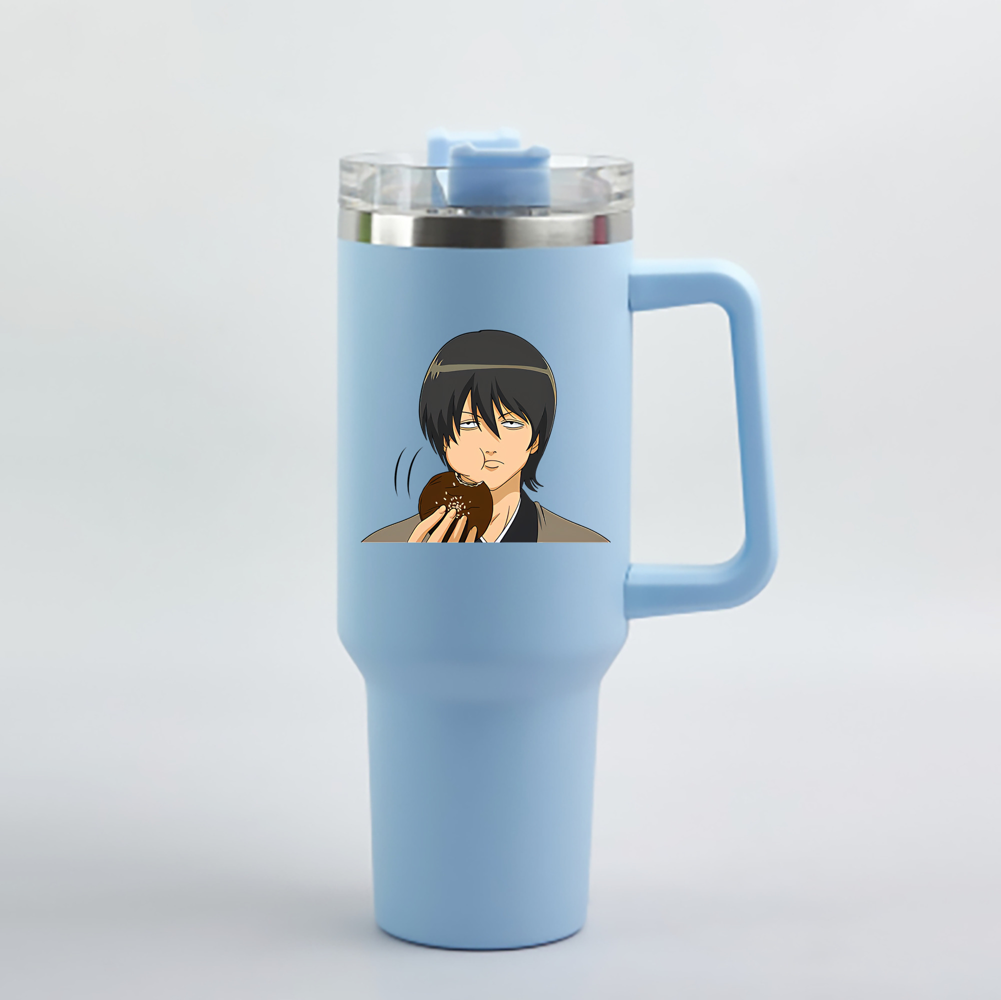 （画像用） ぎんたま 坂田銀時（さかたぎんとき） 神楽 志村新八（しむら しんぱち） GINTAMA Sakata Gintoki Kagura Shimura Shinpachi 1200mL車用タンブラー - クリスタルステッカー（プラスチックストロー付き）
