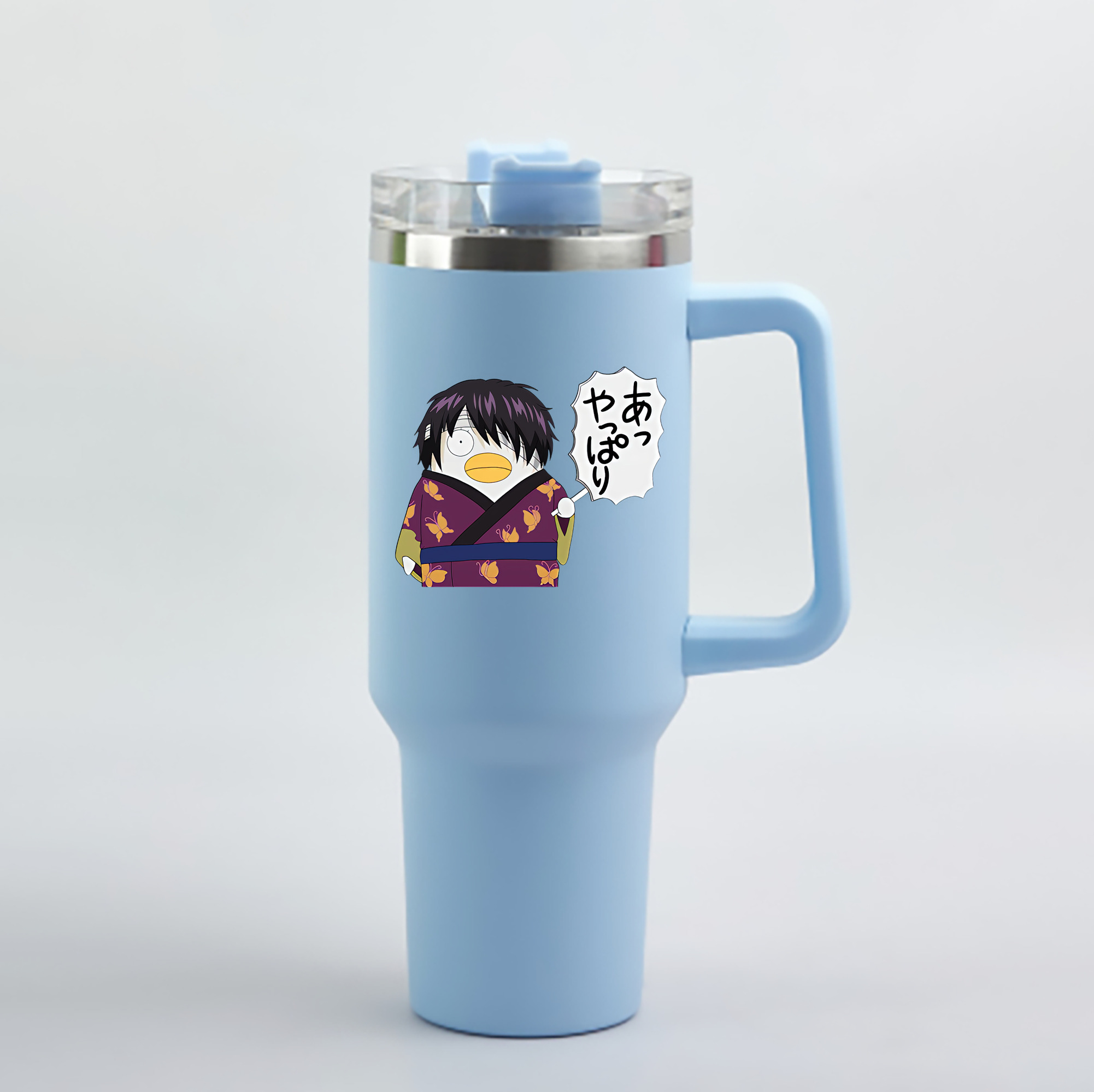 （画像用） ぎんたま 坂田銀時（さかたぎんとき） 神楽 志村新八（しむら しんぱち） GINTAMA Sakata Gintoki Kagura Shimura Shinpachi 1200mL車用タンブラー - クリスタルステッカー（プラスチックストロー付き）
