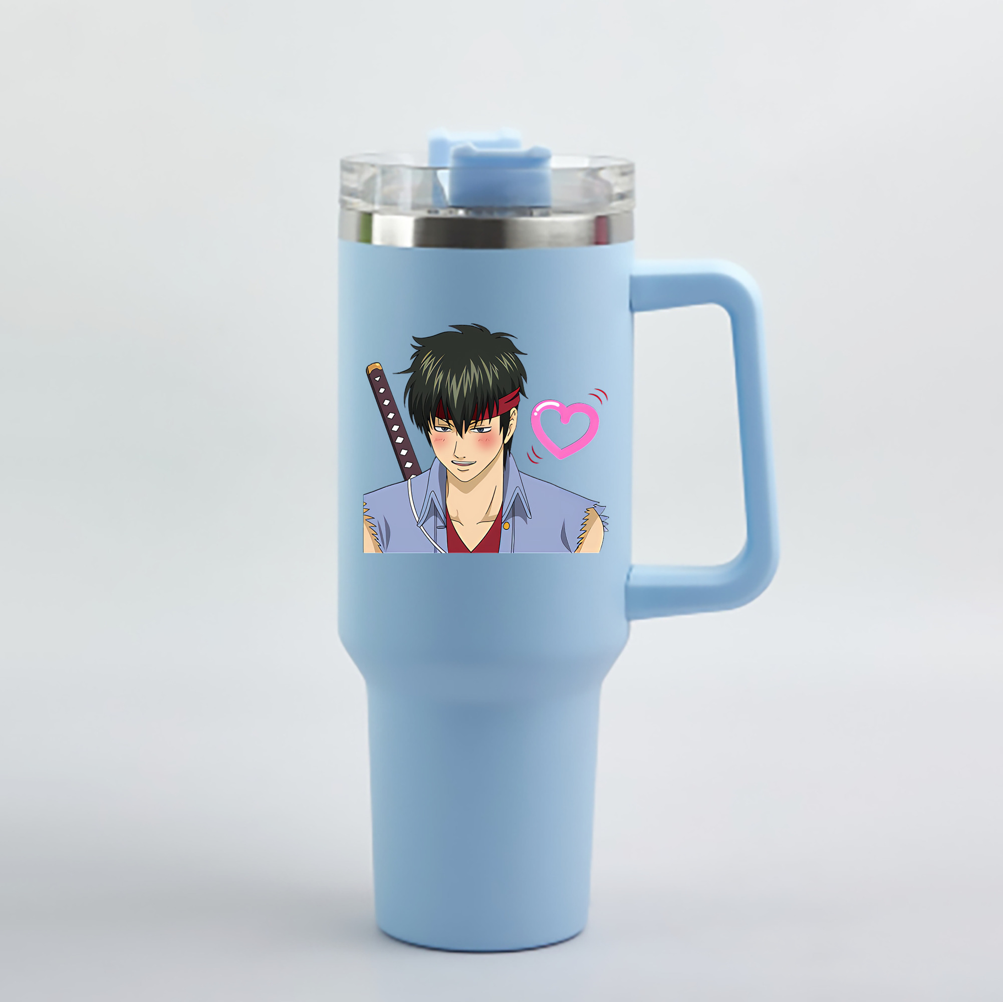 （画像用） ぎんたま 坂田銀時（さかたぎんとき） 神楽 志村新八（しむら しんぱち） GINTAMA Sakata Gintoki Kagura Shimura Shinpachi 1200mL車用タンブラー - クリスタルステッカー（プラスチックストロー付き）