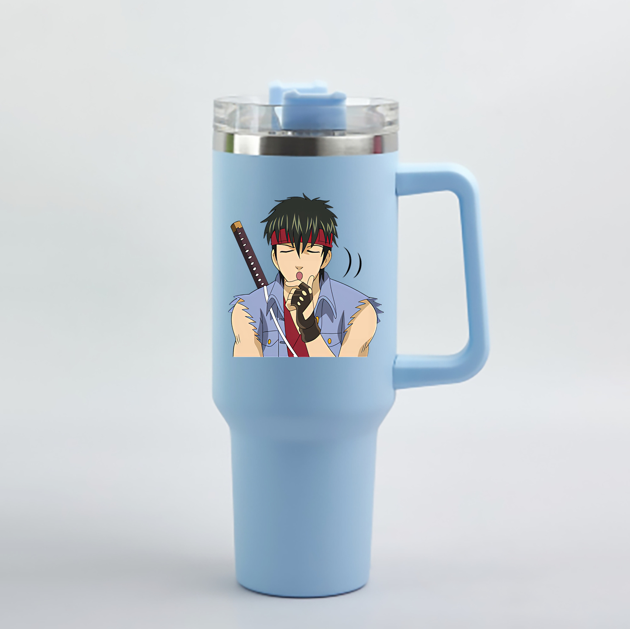 （画像用） ぎんたま 坂田銀時（さかたぎんとき） 神楽 志村新八（しむら しんぱち） GINTAMA Sakata Gintoki Kagura Shimura Shinpachi 1200mL車用タンブラー - クリスタルステッカー（プラスチックストロー付き）