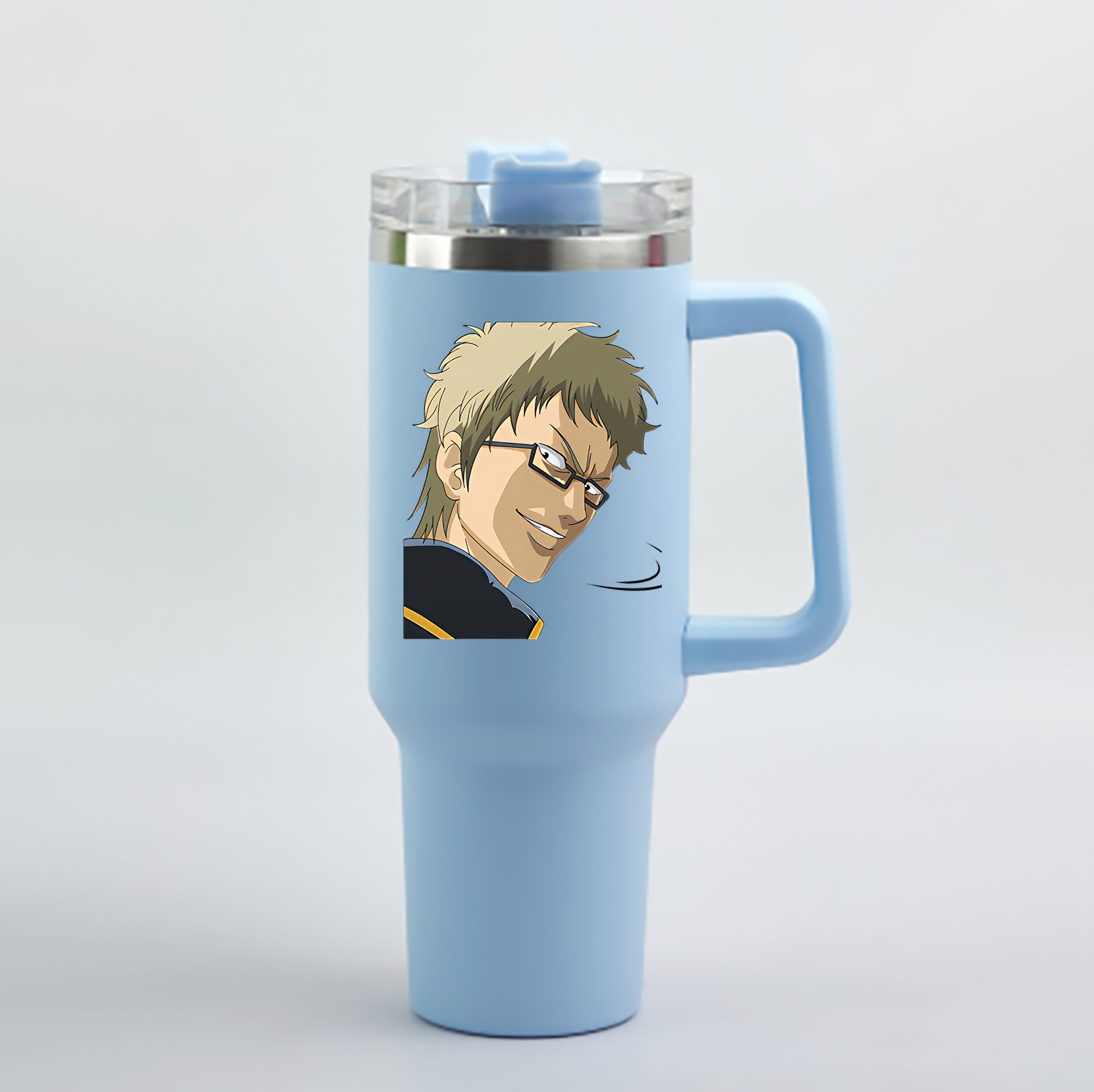 （画像用） ぎんたま 坂田銀時（さかたぎんとき） 神楽 志村新八（しむら しんぱち） GINTAMA Sakata Gintoki Kagura Shimura Shinpachi 1200mL車用タンブラー - クリスタルステッカー（プラスチックストロー付き）