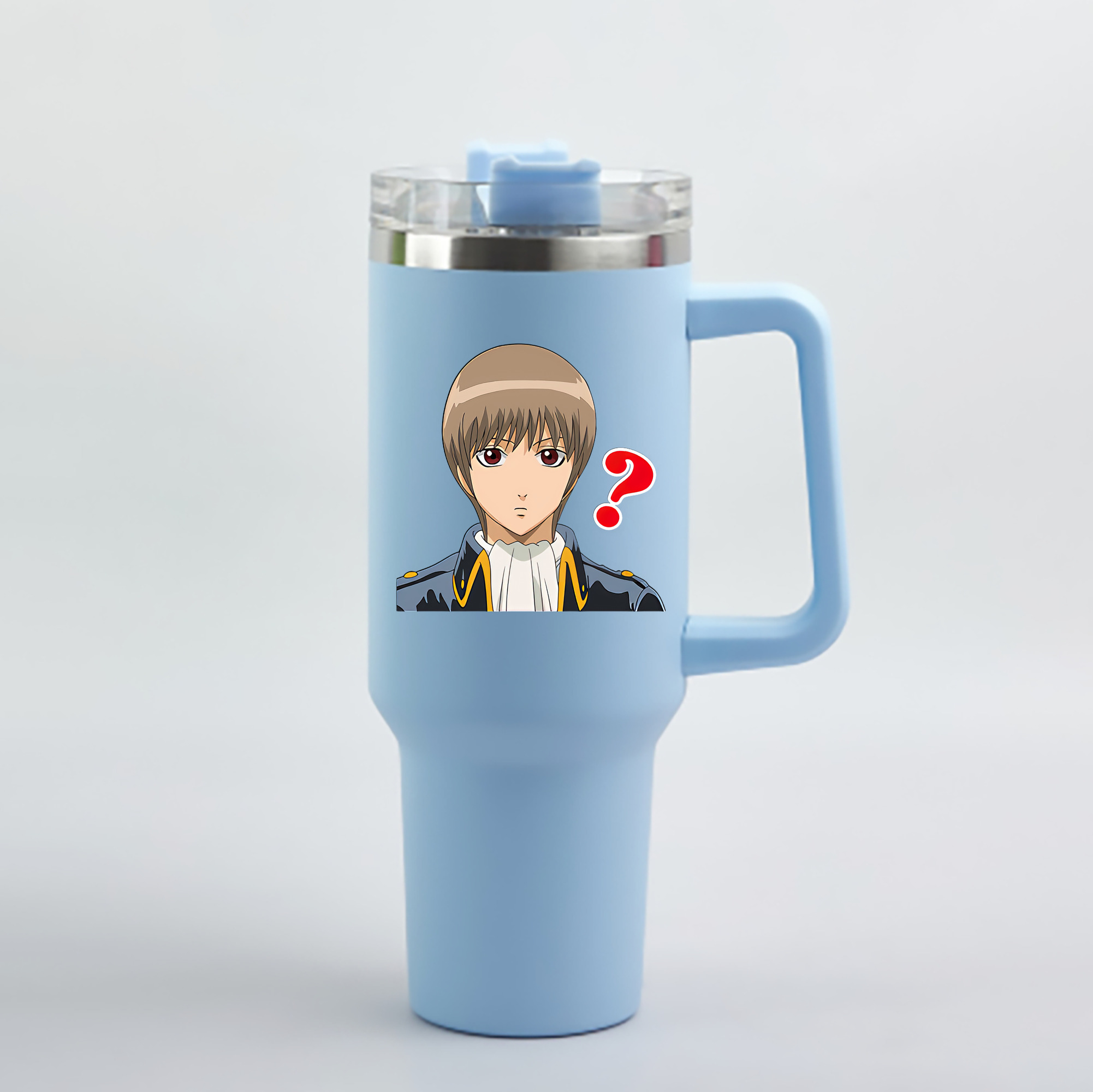 （画像用） ぎんたま 坂田銀時（さかたぎんとき） 神楽 志村新八（しむら しんぱち） GINTAMA Sakata Gintoki Kagura Shimura Shinpachi 1200mL車用タンブラー - クリスタルステッカー（プラスチックストロー付き）