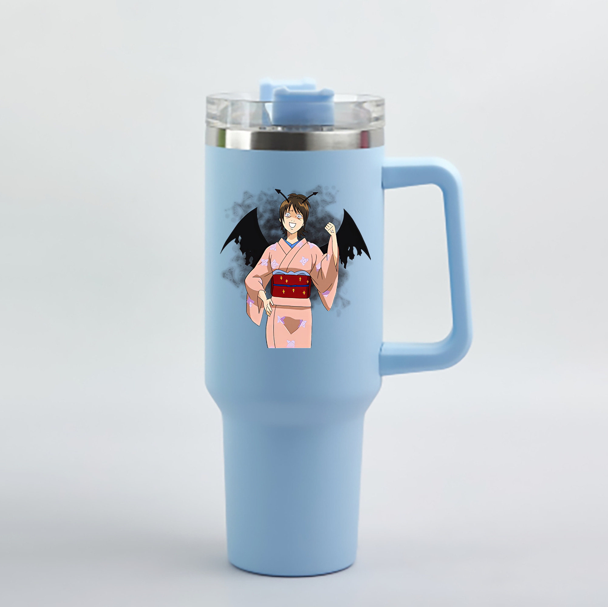 （画像用） ぎんたま 坂田銀時（さかたぎんとき） 神楽 志村新八（しむら しんぱち） GINTAMA Sakata Gintoki Kagura Shimura Shinpachi 1200mL車用タンブラー - クリスタルステッカー（プラスチックストロー付き）