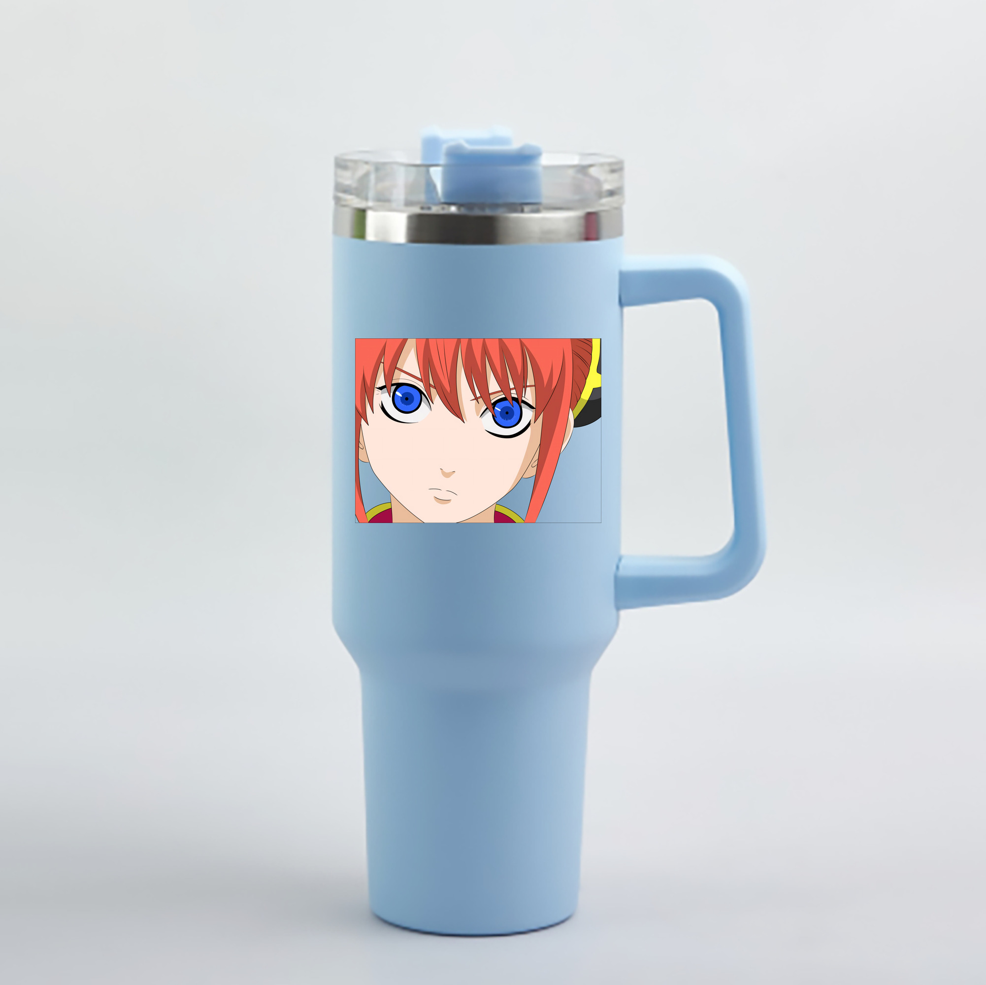 （画像用） ぎんたま 坂田銀時（さかたぎんとき） 神楽 志村新八（しむら しんぱち） GINTAMA Sakata Gintoki Kagura Shimura Shinpachi 1200mL車用タンブラー - クリスタルステッカー（プラスチックストロー付き）