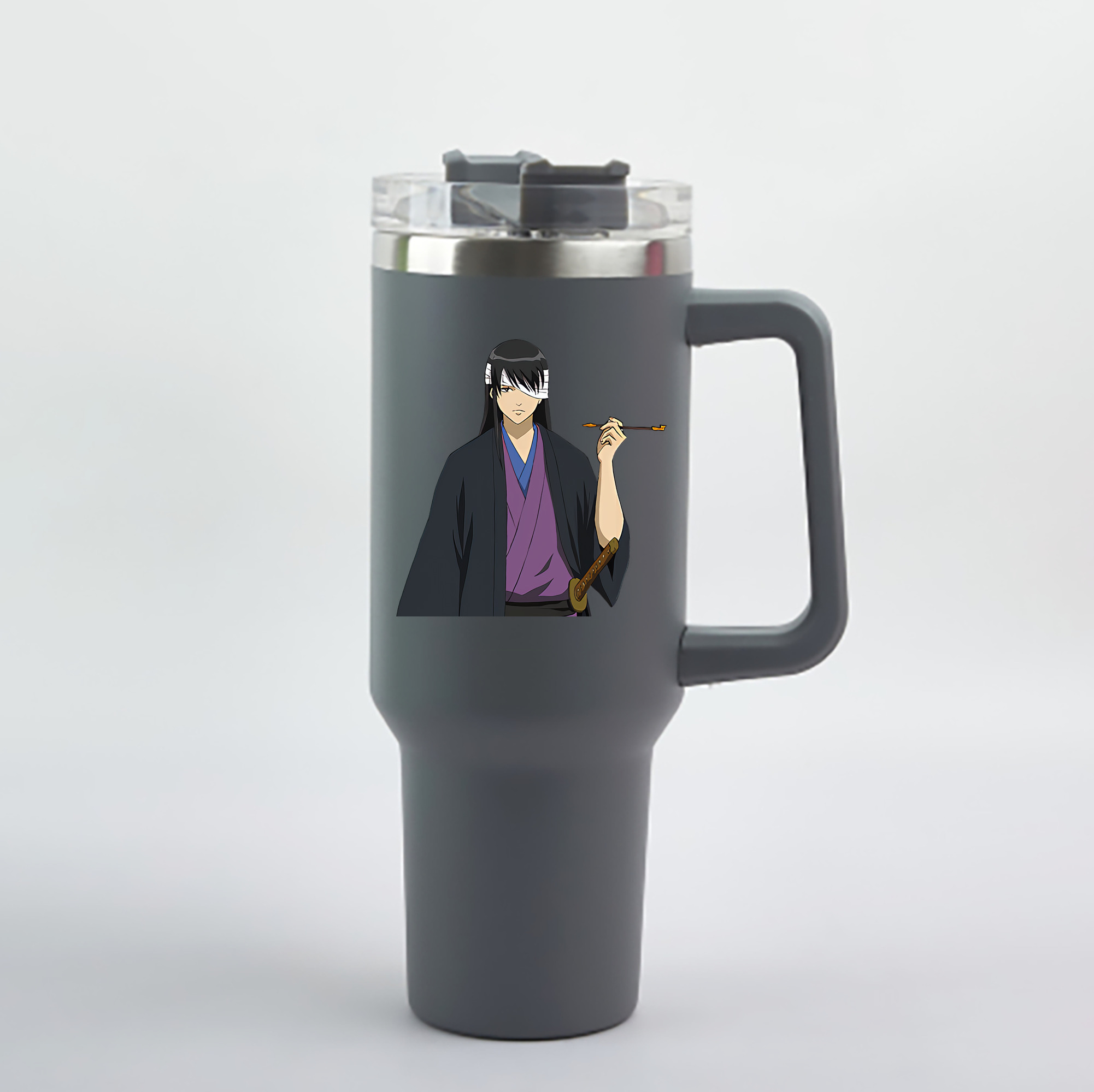 （画像用） ぎんたま 坂田銀時（さかたぎんとき） 神楽 志村新八（しむら しんぱち） GINTAMA Sakata Gintoki Kagura Shimura Shinpachi 1200mL車用タンブラー - クリスタルステッカー（プラスチックストロー付き）