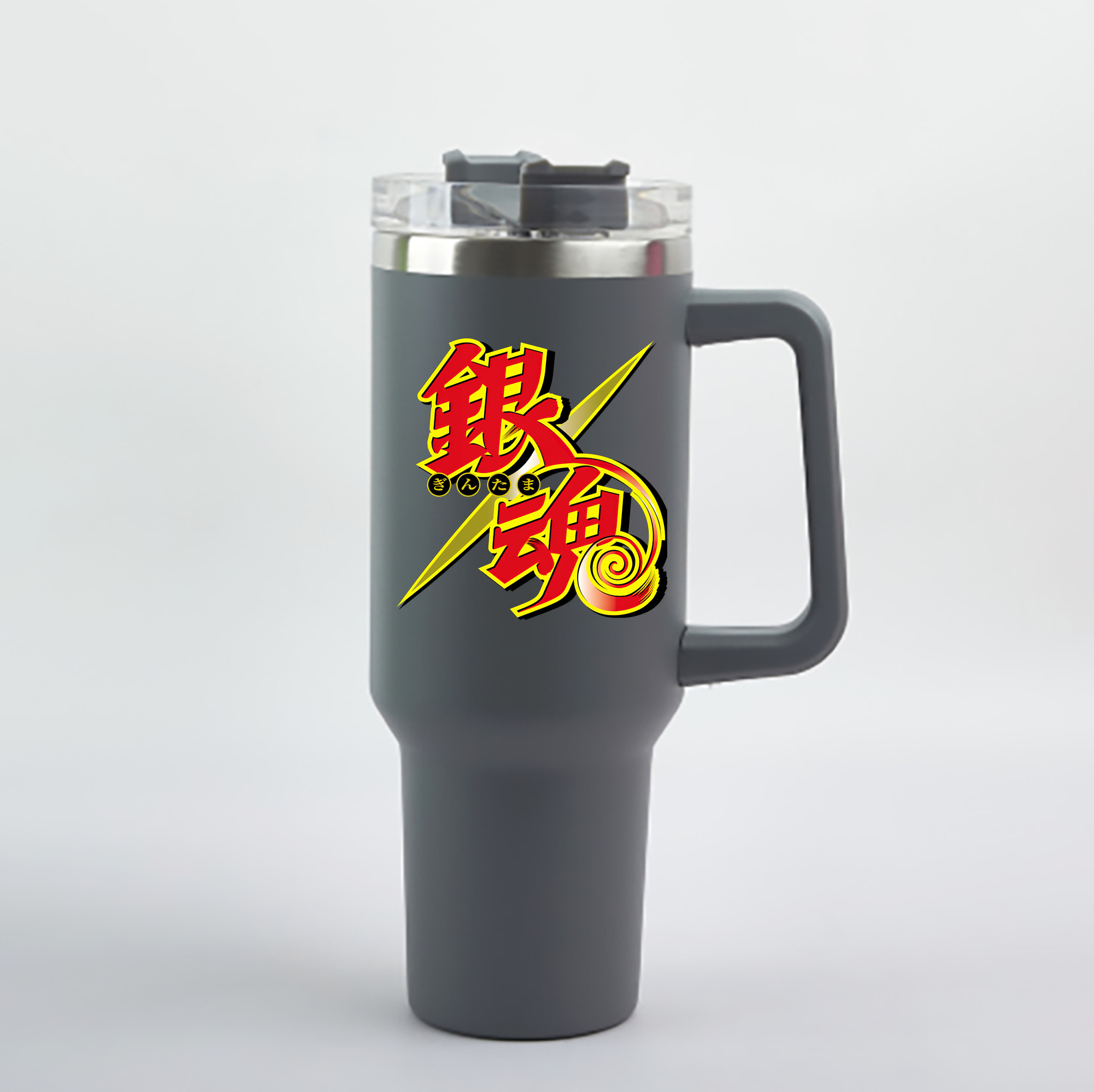 （画像用） ぎんたま 坂田銀時（さかたぎんとき） 神楽 志村新八（しむら しんぱち） GINTAMA Sakata Gintoki Kagura Shimura Shinpachi 1200mL車用タンブラー - クリスタルステッカー（プラスチックストロー付き）