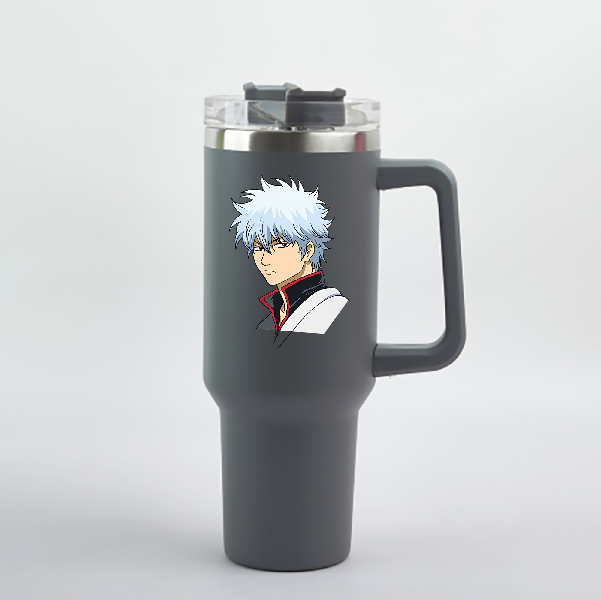 （画像用） ぎんたま 坂田銀時（さかたぎんとき） 神楽 志村新八（しむら しんぱち） GINTAMA Sakata Gintoki Kagura Shimura Shinpachi 1200mL車用タンブラー - クリスタルステッカー（プラスチックストロー付き）