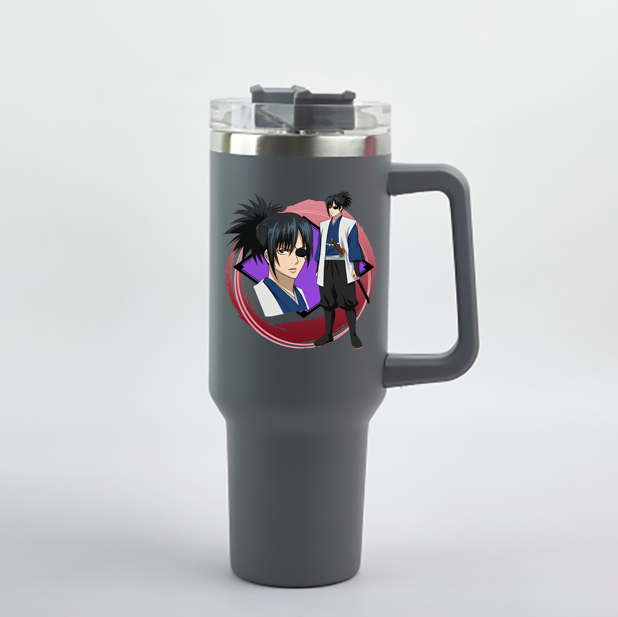 （画像用） ぎんたま 坂田銀時（さかたぎんとき） 神楽 志村新八（しむら しんぱち） GINTAMA Sakata Gintoki Kagura Shimura Shinpachi 1200mL車用タンブラー - クリスタルステッカー（プラスチックストロー付き）