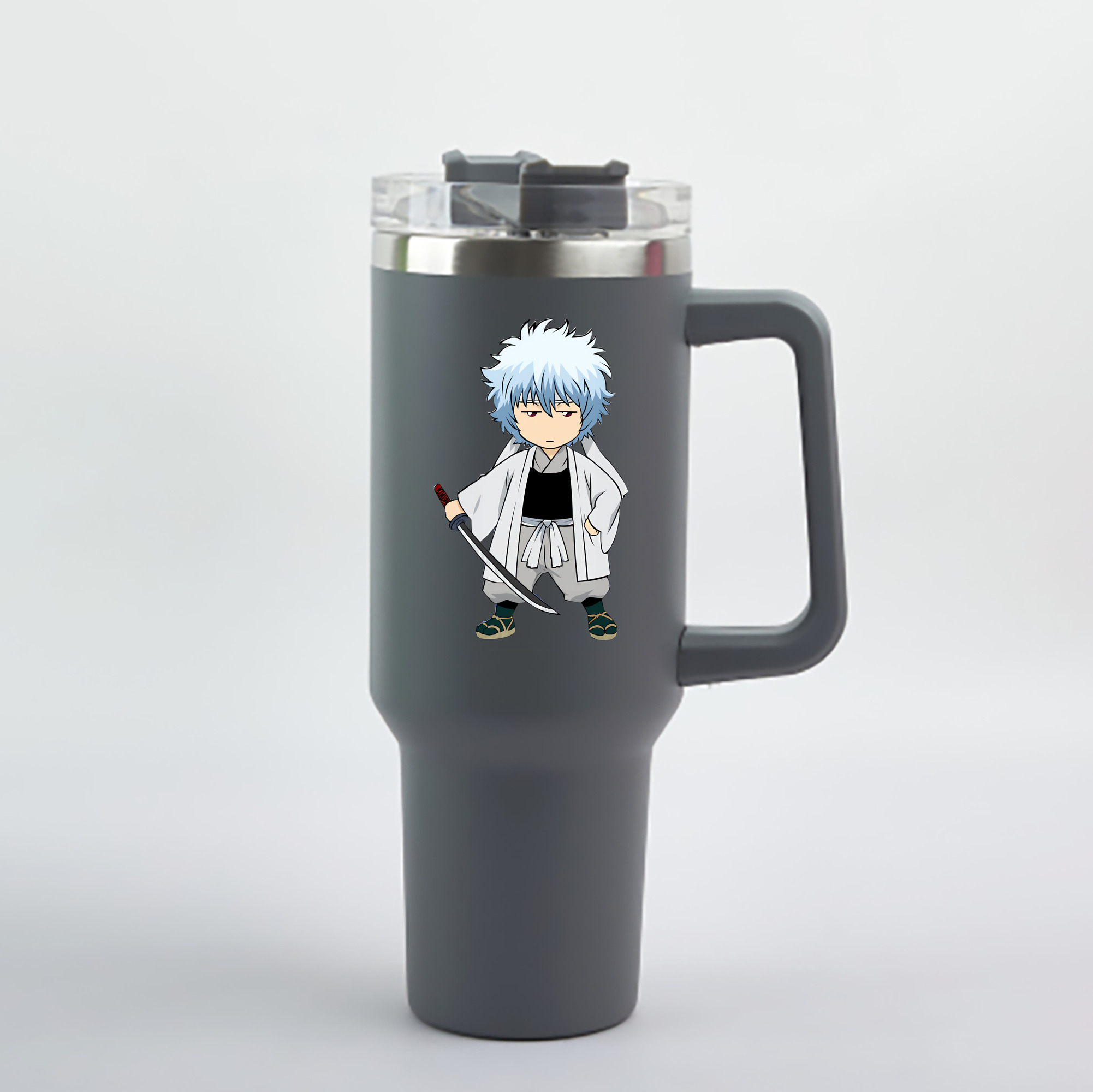 （画像用） ぎんたま 坂田銀時（さかたぎんとき） 神楽 志村新八（しむら しんぱち） GINTAMA Sakata Gintoki Kagura Shimura Shinpachi 1200mL車用タンブラー - クリスタルステッカー（プラスチックストロー付き）