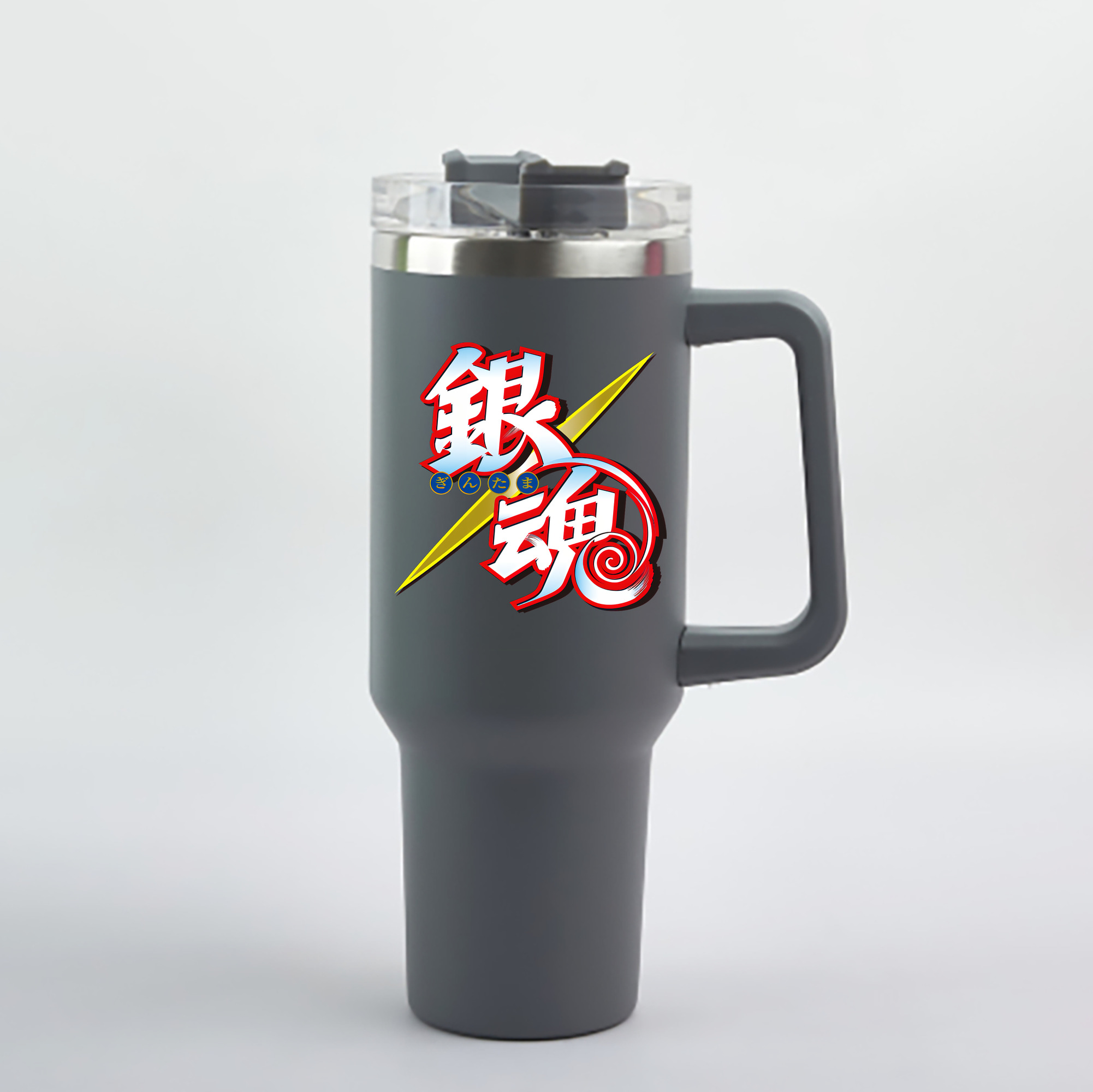 （画像用） ぎんたま 坂田銀時（さかたぎんとき） 神楽 志村新八（しむら しんぱち） GINTAMA Sakata Gintoki Kagura Shimura Shinpachi 1200mL車用タンブラー - クリスタルステッカー（プラスチックストロー付き）