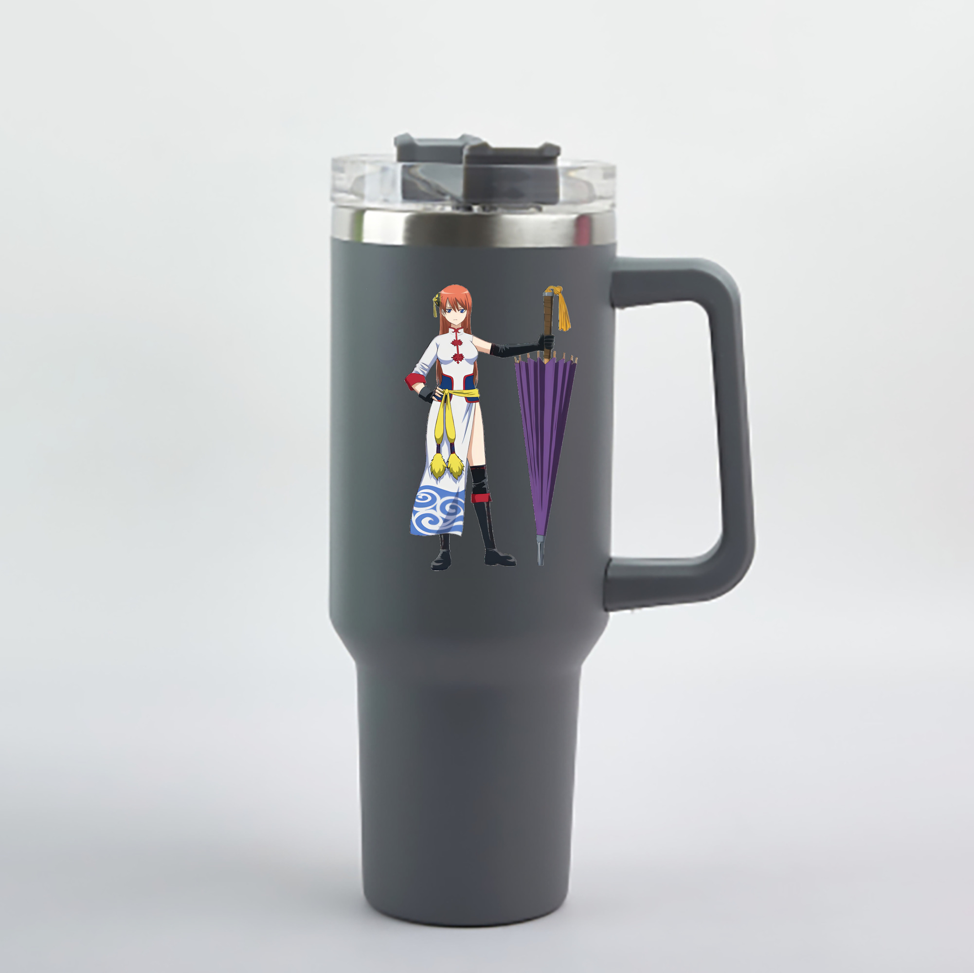 （画像用） ぎんたま 坂田銀時（さかたぎんとき） 神楽 志村新八（しむら しんぱち） GINTAMA Sakata Gintoki Kagura Shimura Shinpachi 1200mL車用タンブラー - クリスタルステッカー（プラスチックストロー付き）