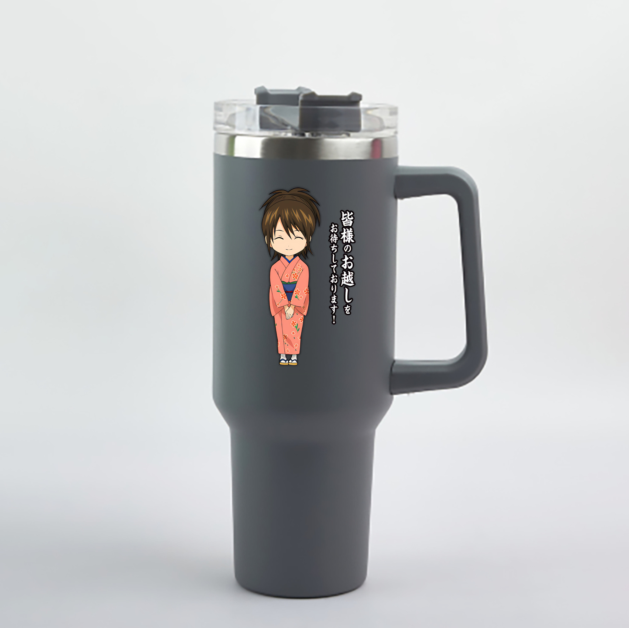 （画像用） ぎんたま 坂田銀時（さかたぎんとき） 神楽 志村新八（しむら しんぱち） GINTAMA Sakata Gintoki Kagura Shimura Shinpachi 1200mL車用タンブラー - クリスタルステッカー（プラスチックストロー付き）