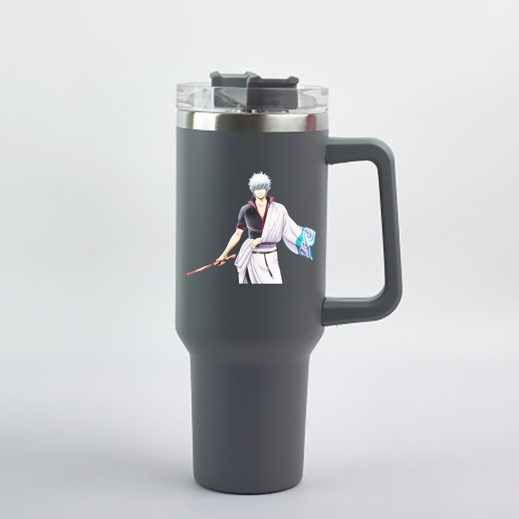 （画像用） ぎんたま 坂田銀時（さかたぎんとき） 神楽 志村新八（しむら しんぱち） GINTAMA Sakata Gintoki Kagura Shimura Shinpachi 1200mL車用タンブラー - クリスタルステッカー（プラスチックストロー付き）