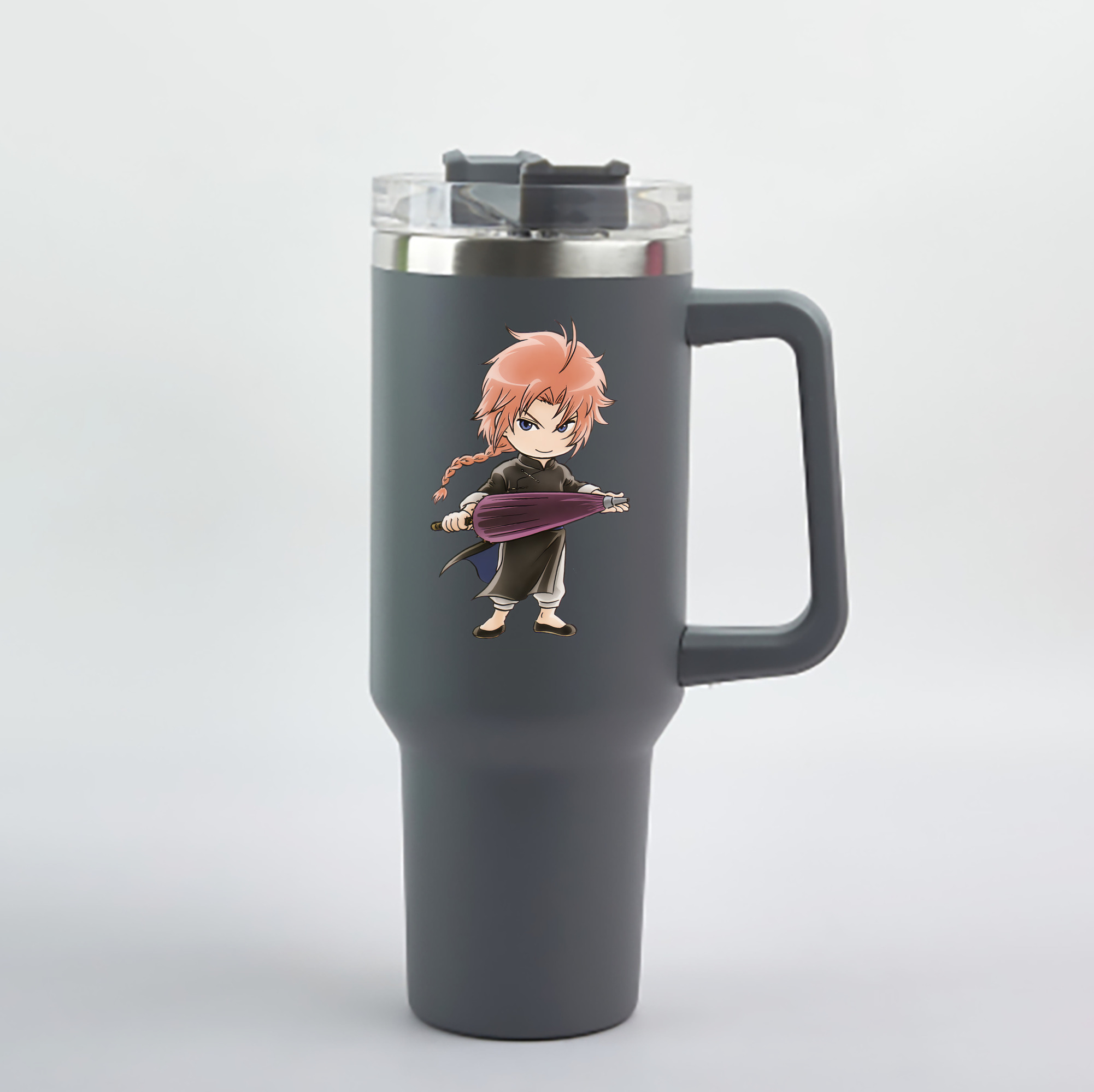（画像用） ぎんたま 坂田銀時（さかたぎんとき） 神楽 志村新八（しむら しんぱち） GINTAMA Sakata Gintoki Kagura Shimura Shinpachi 1200mL車用タンブラー - クリスタルステッカー（プラスチックストロー付き）