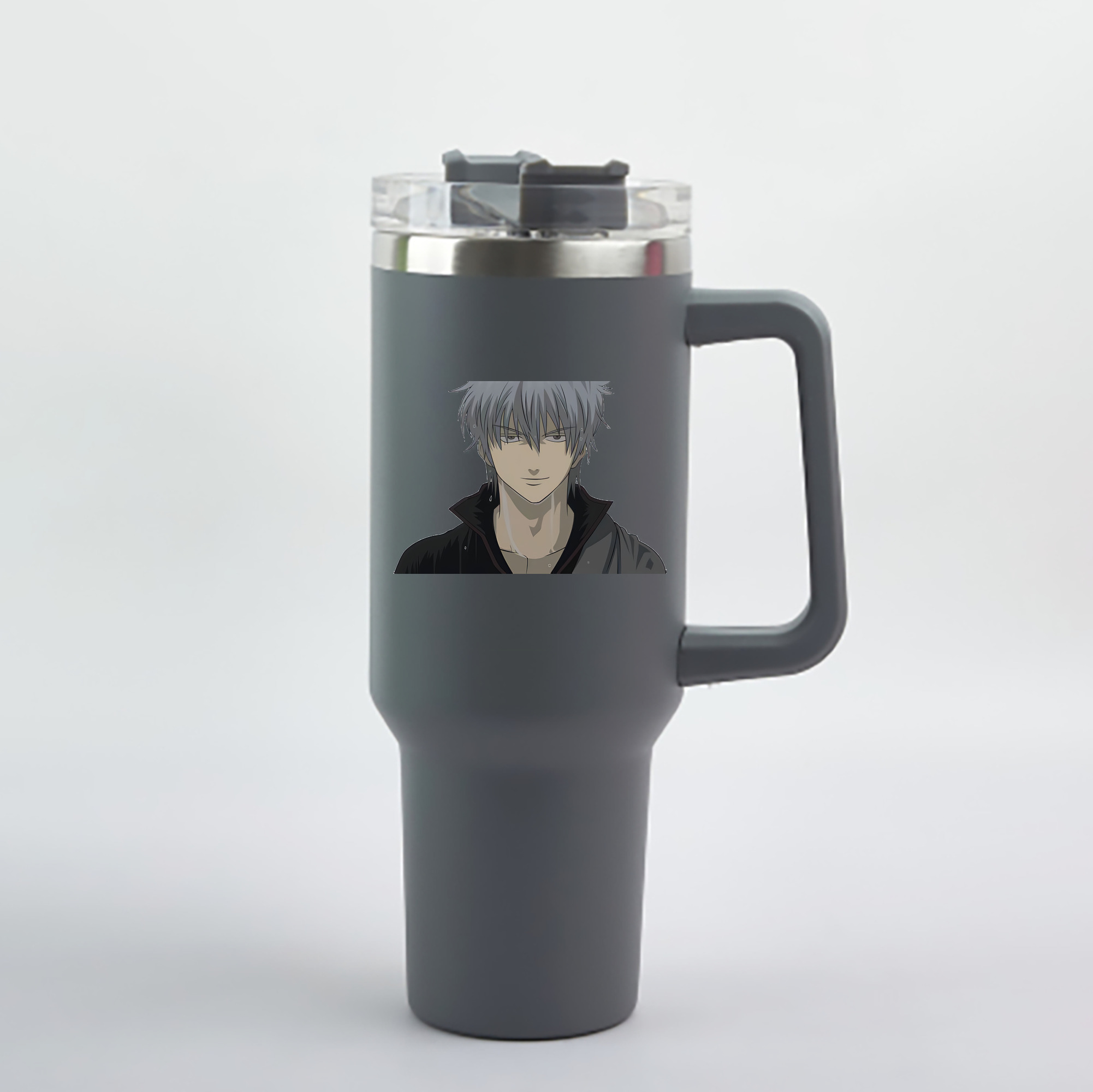 （画像用） ぎんたま 坂田銀時（さかたぎんとき） 神楽 志村新八（しむら しんぱち） GINTAMA Sakata Gintoki Kagura Shimura Shinpachi 1200mL車用タンブラー - クリスタルステッカー（プラスチックストロー付き）
