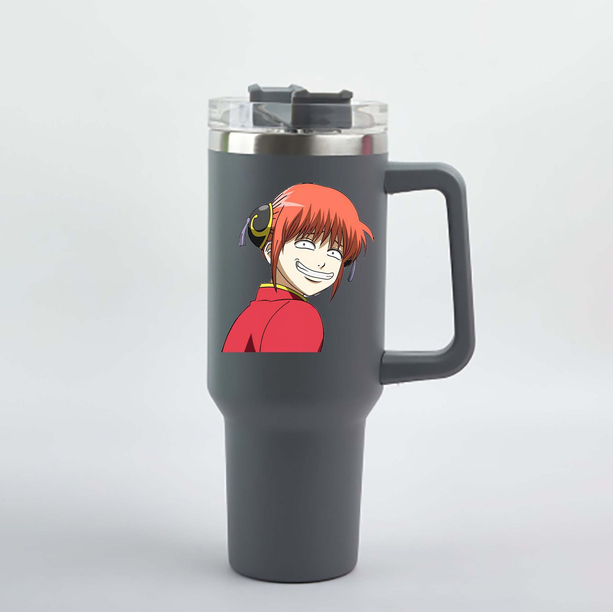 （画像用） ぎんたま 坂田銀時（さかたぎんとき） 神楽 志村新八（しむら しんぱち） GINTAMA Sakata Gintoki Kagura Shimura Shinpachi 1200mL車用タンブラー - クリスタルステッカー（プラスチックストロー付き）