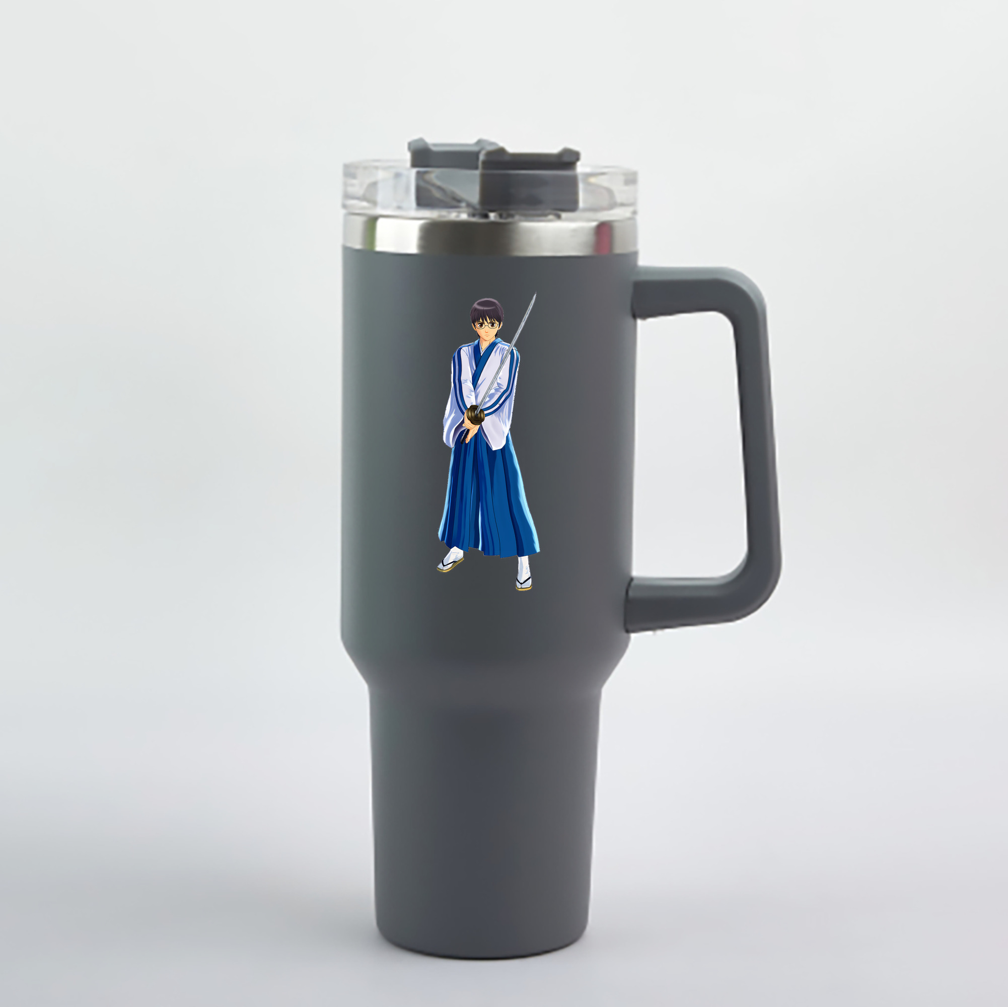 （画像用） ぎんたま 坂田銀時（さかたぎんとき） 神楽 志村新八（しむら しんぱち） GINTAMA Sakata Gintoki Kagura Shimura Shinpachi 1200mL車用タンブラー - クリスタルステッカー（プラスチックストロー付き）